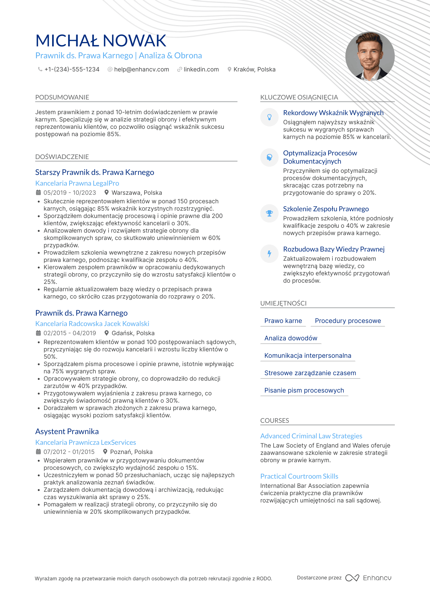CV dla Prawnik ds. Prawa Karnego