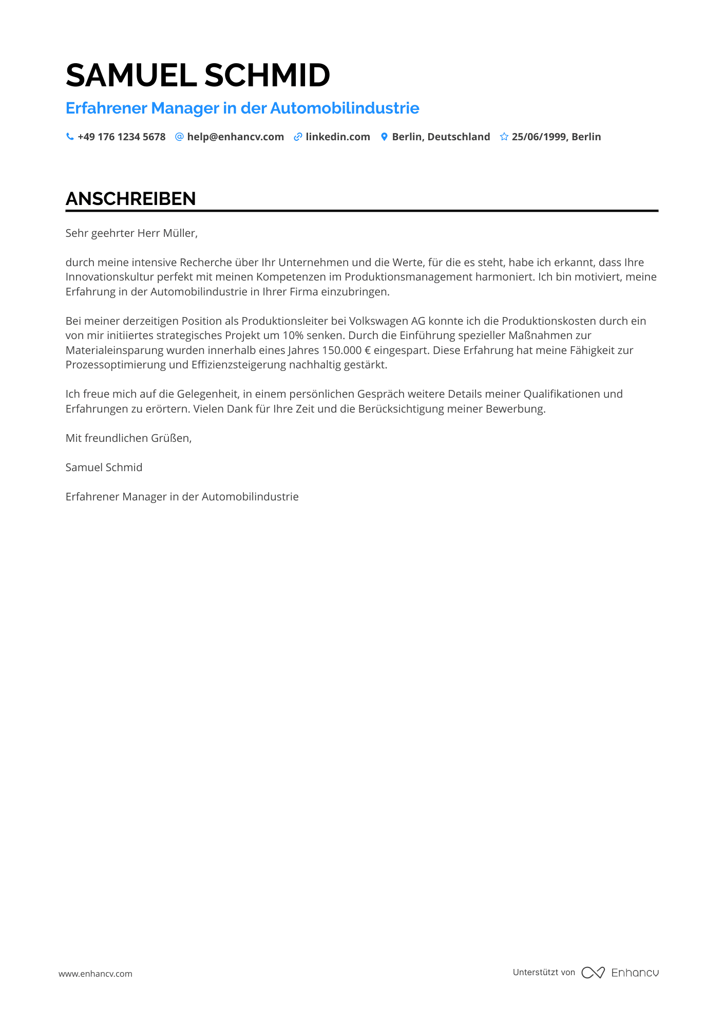 Stellvertretender Manager in der Automobilindustrie