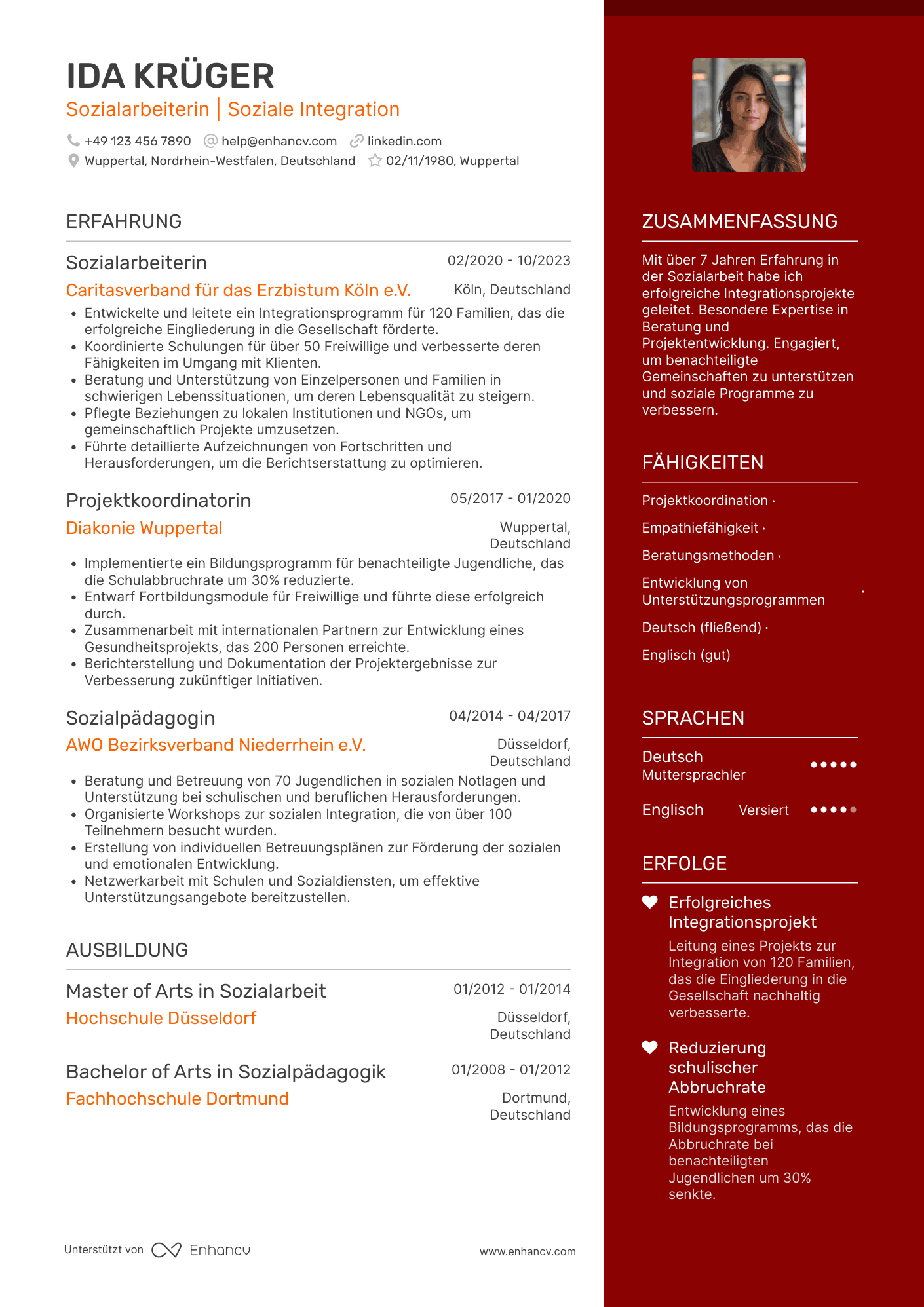 Lebenslauf in Sozialarbeiter in der Non Profit Organisation
