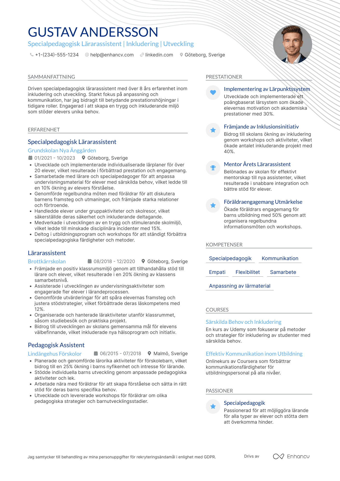 CV för Specialpedagogisk Lärarassistent