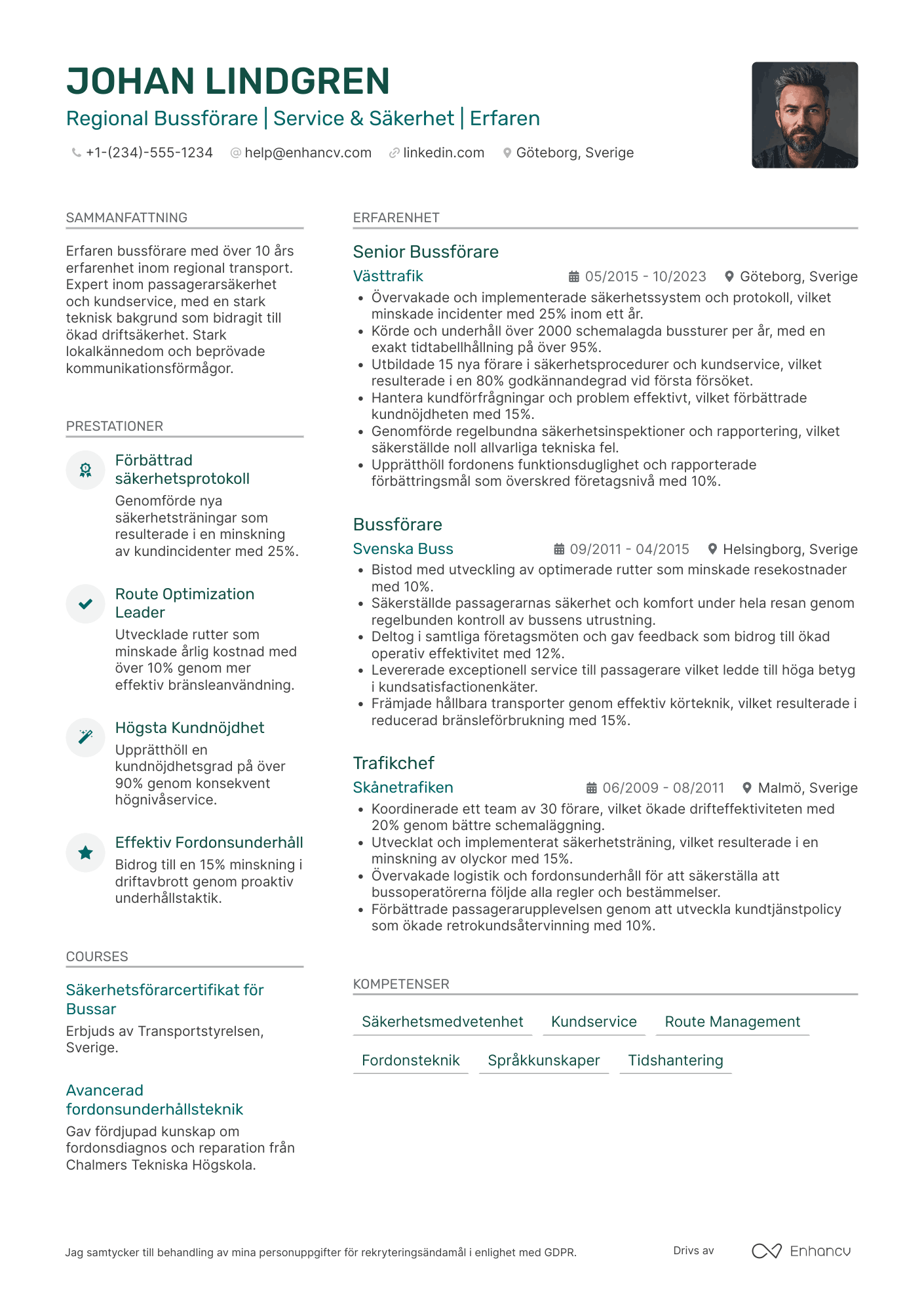 CV för Regional Bussförare