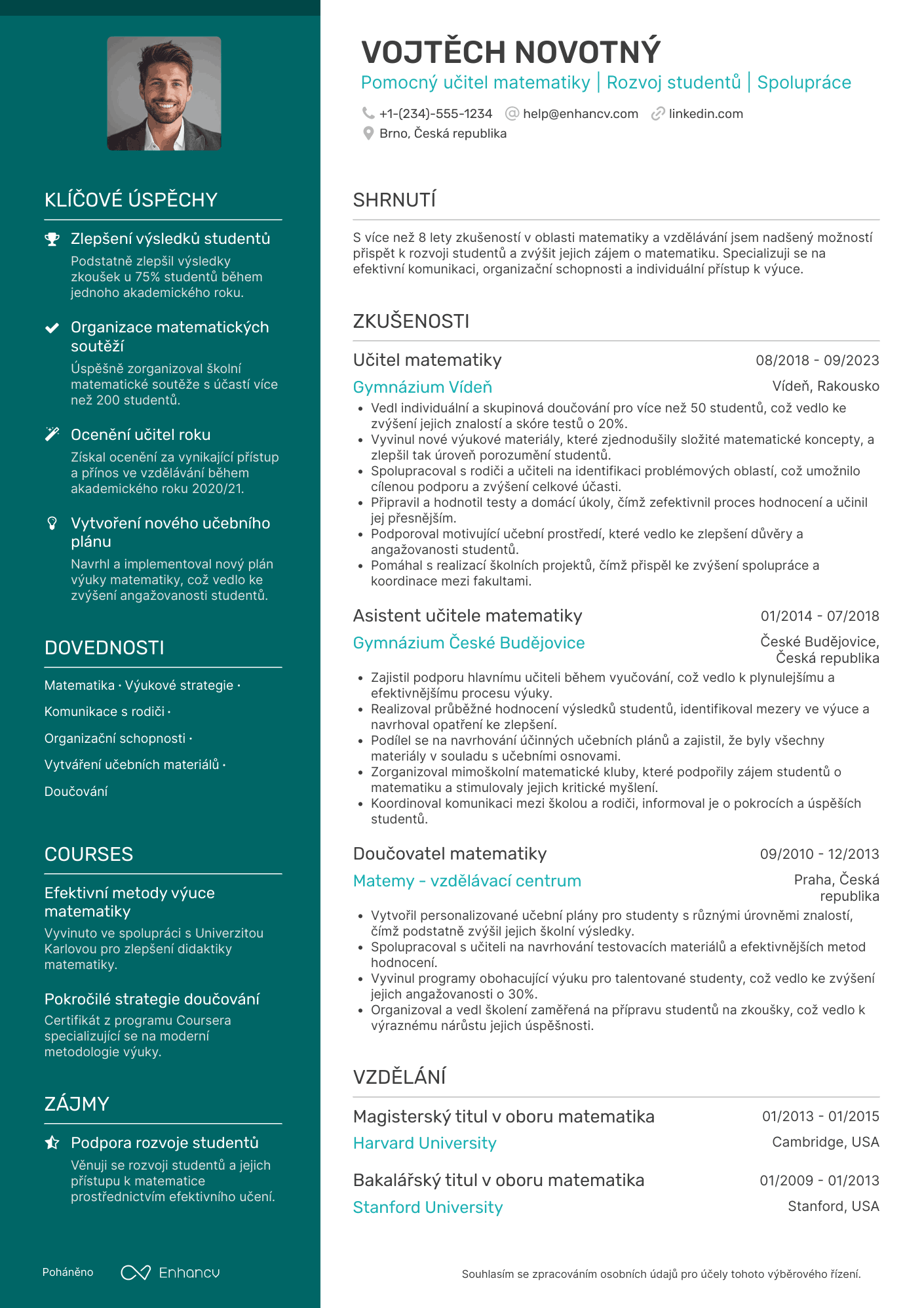 Životopis pro Pomocný učitel matematiky
