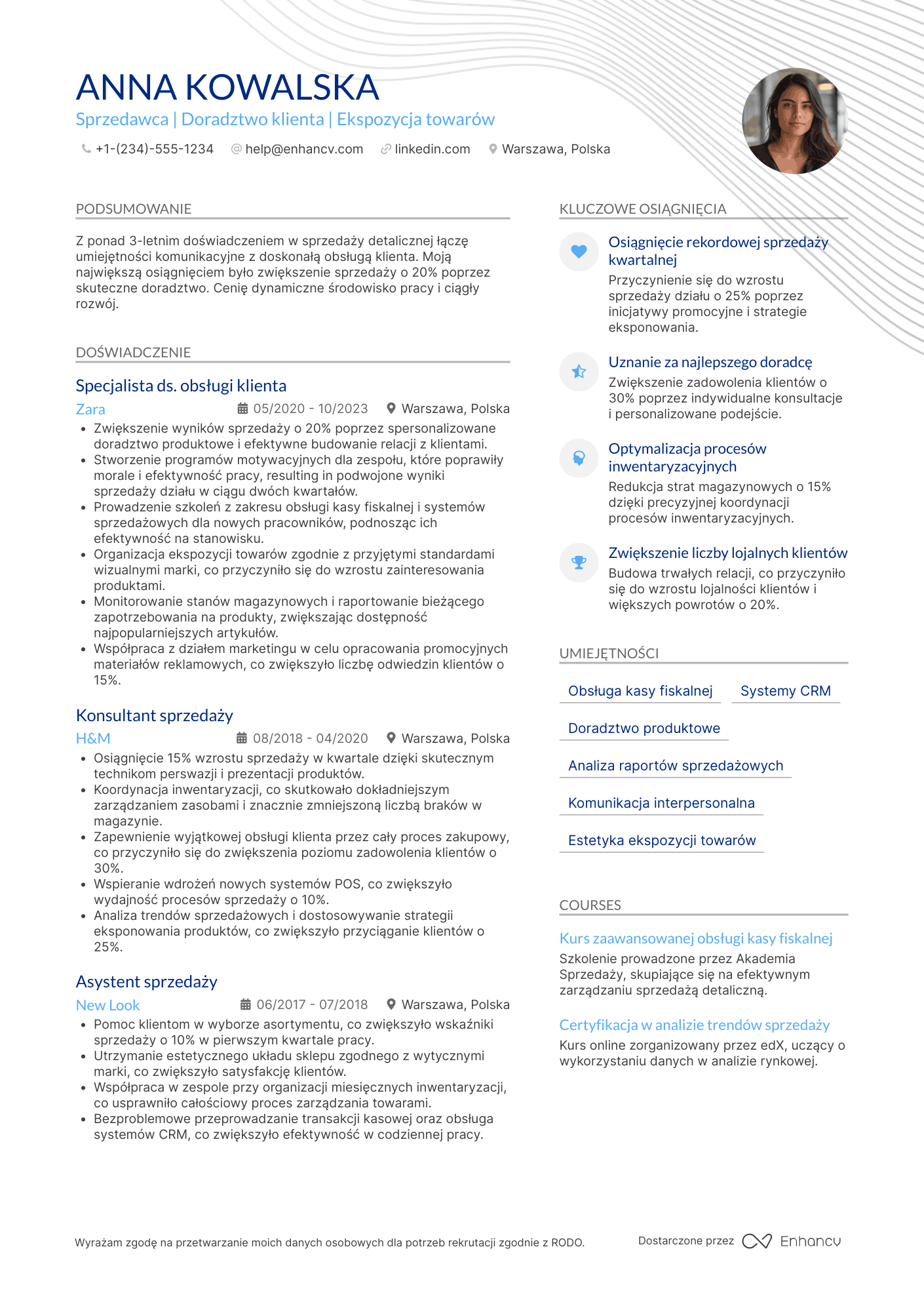 CV dla Sprzedawca Doradca Klienta