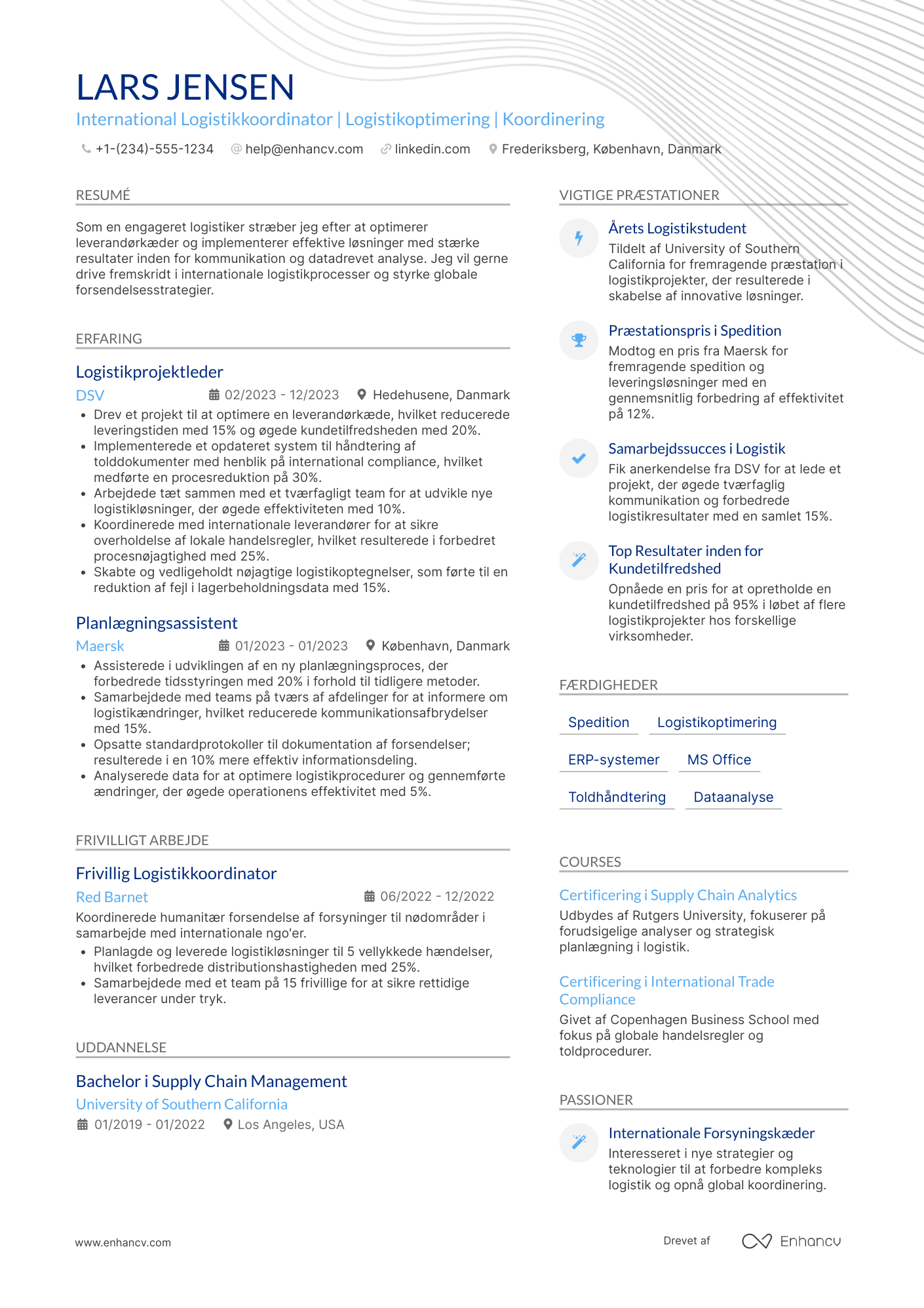 CV til International logistikkoordinator