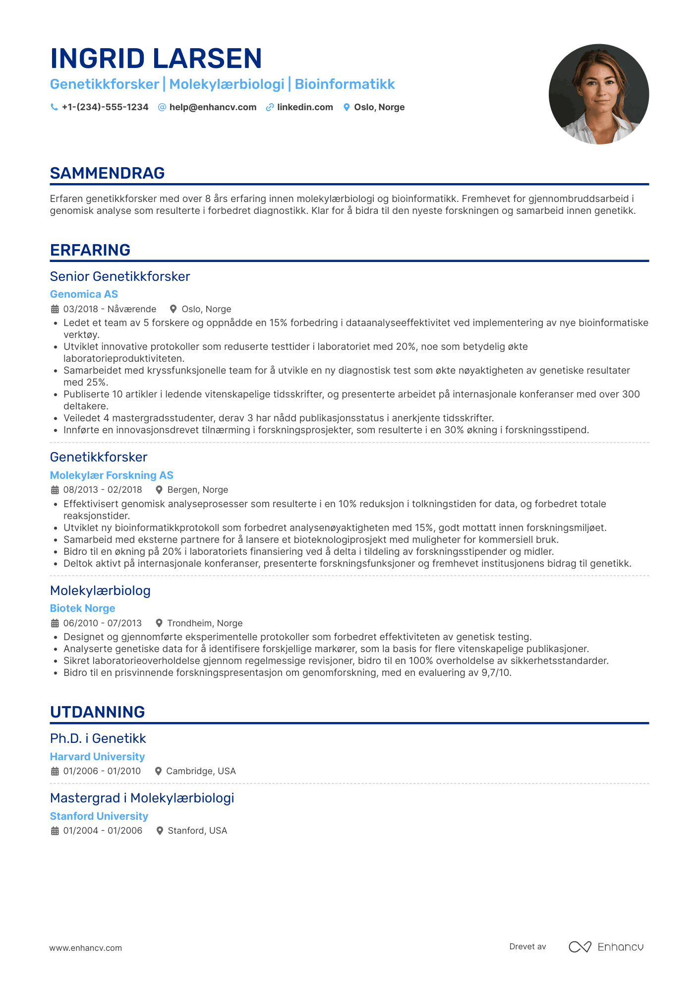 CV for Genetikkforsker