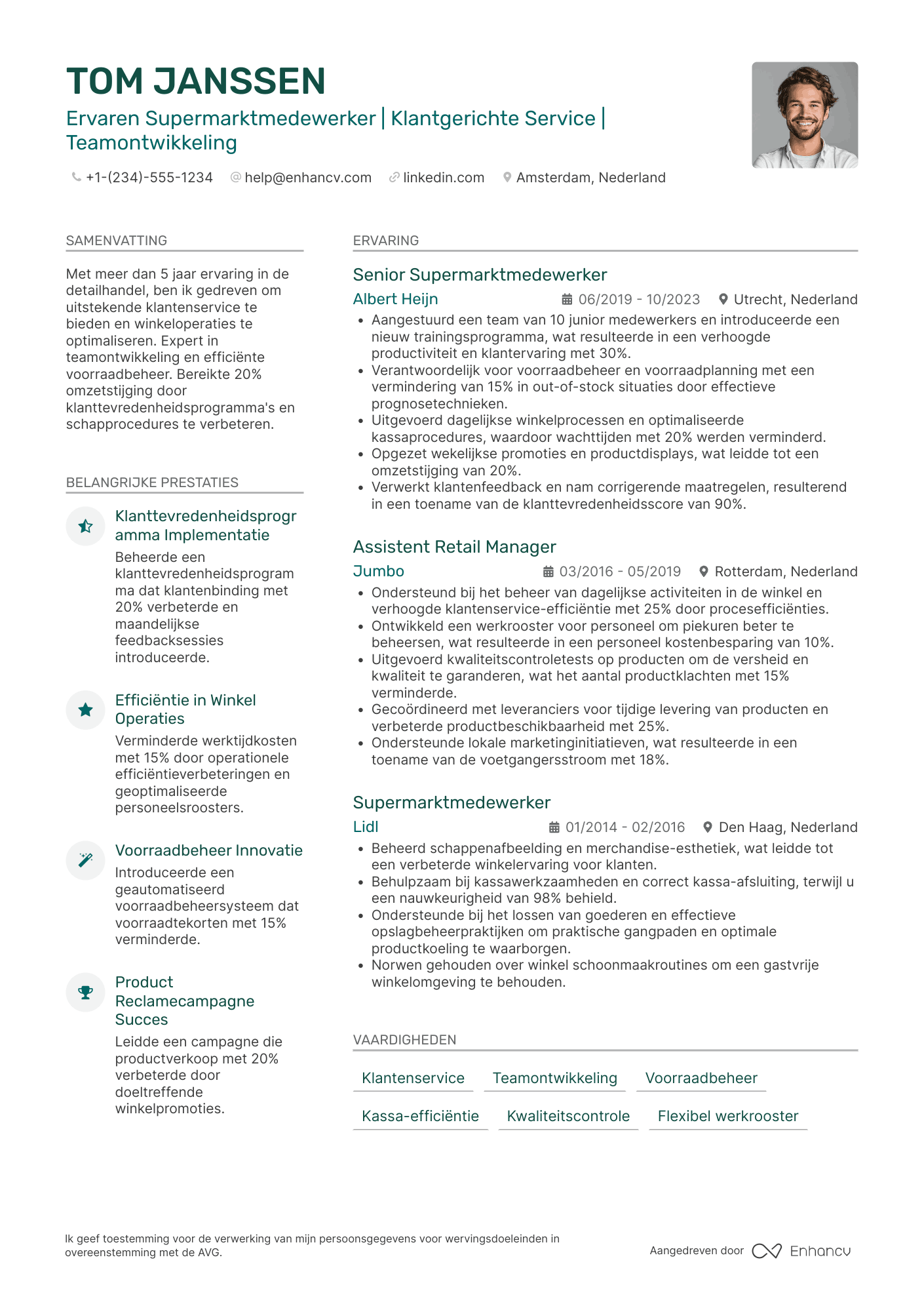 CV voor Ervaren Supermarktmedewerker