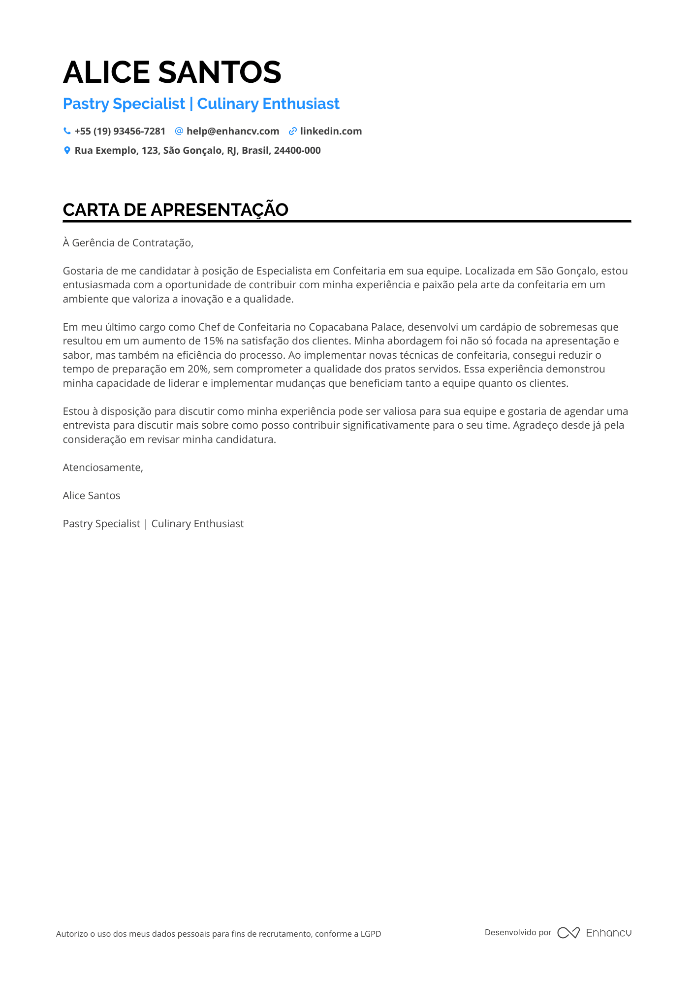 Confeiteiro Meio período