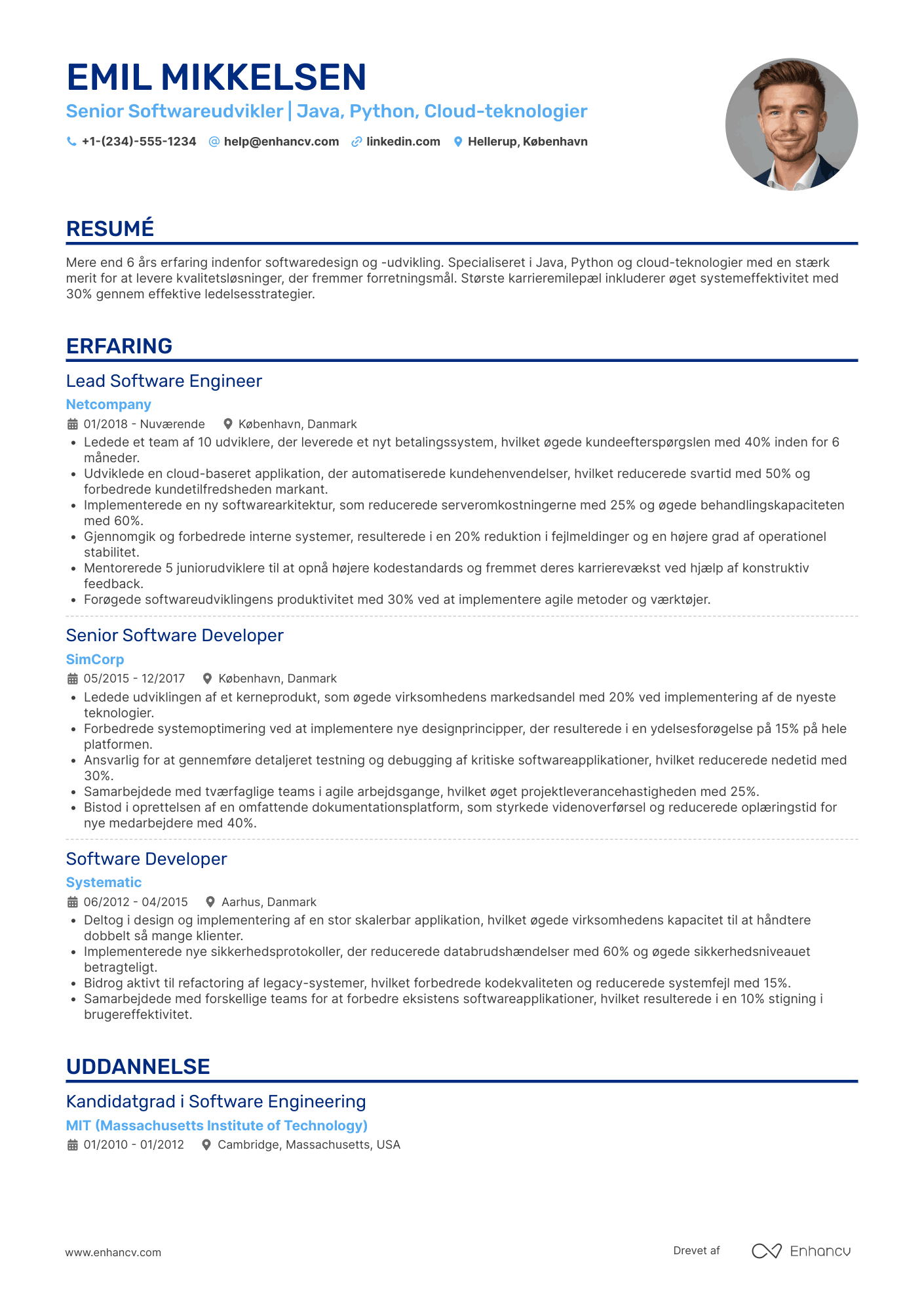 CV til Senior Softwareudvikler