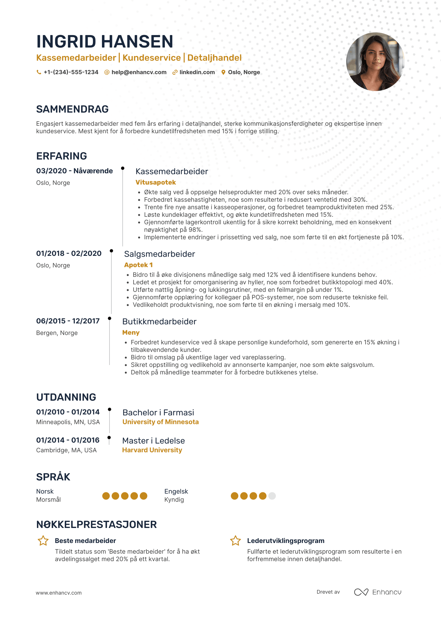 CV for Kassemedarbeider på apotek