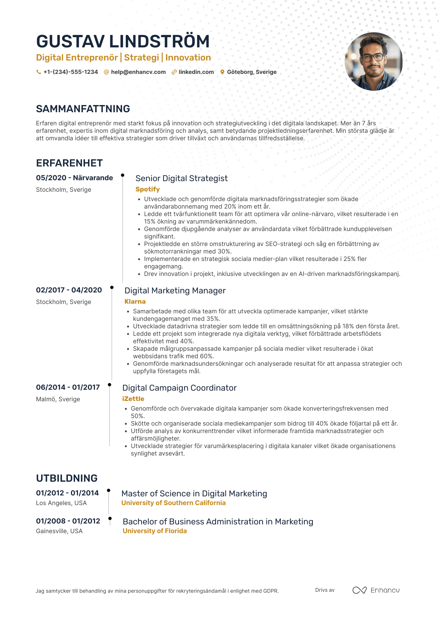 CV för Digital entreprenör