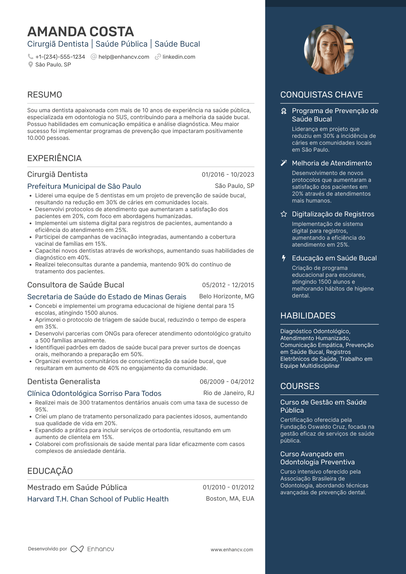 Currículo dentista para SUS/saúde pública