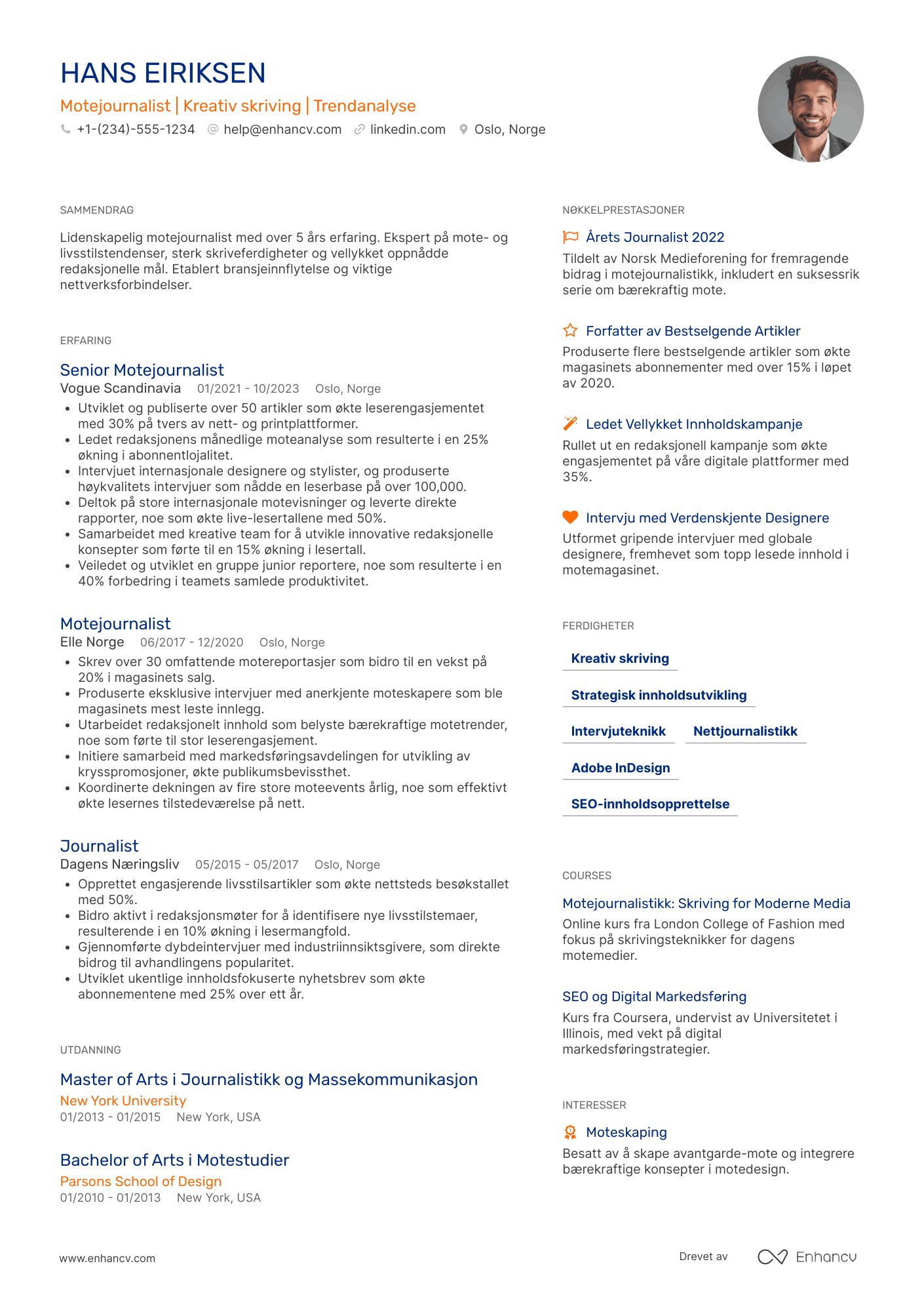 CV for Motejournalist
