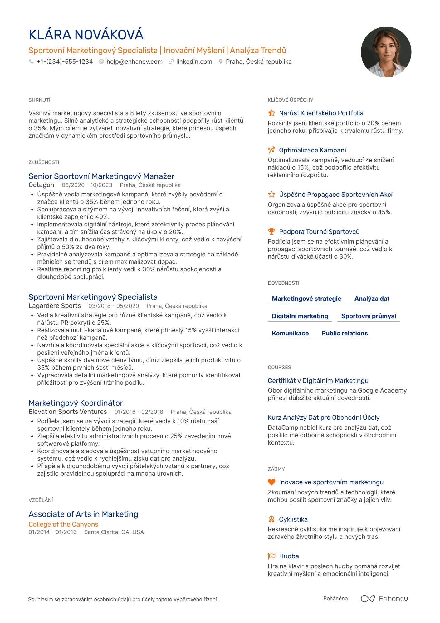 Životopis pro Sportovní Marketingový Specialista
