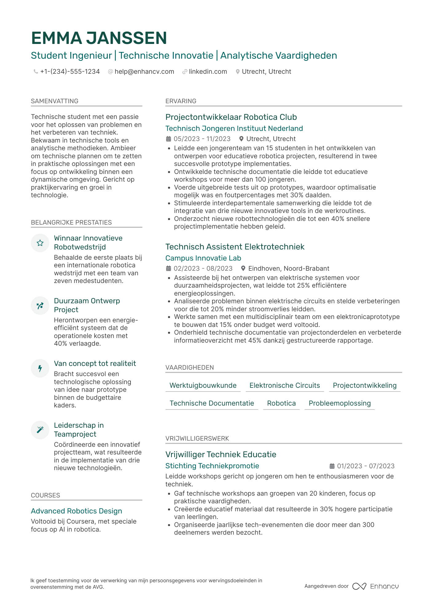 CV voor Student Ingenieur