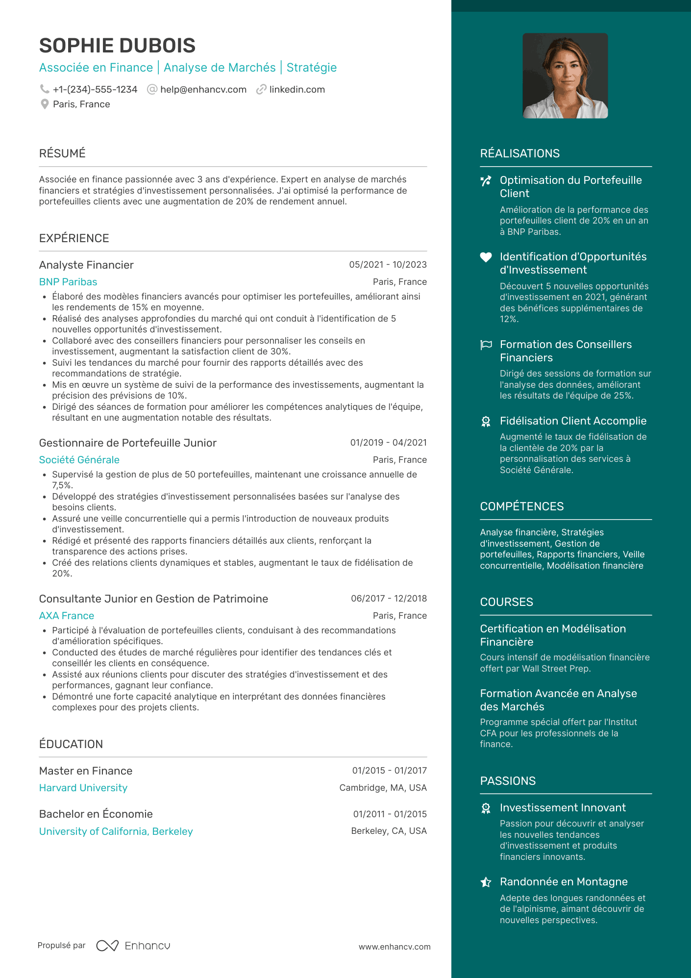 CV d’associé en finance