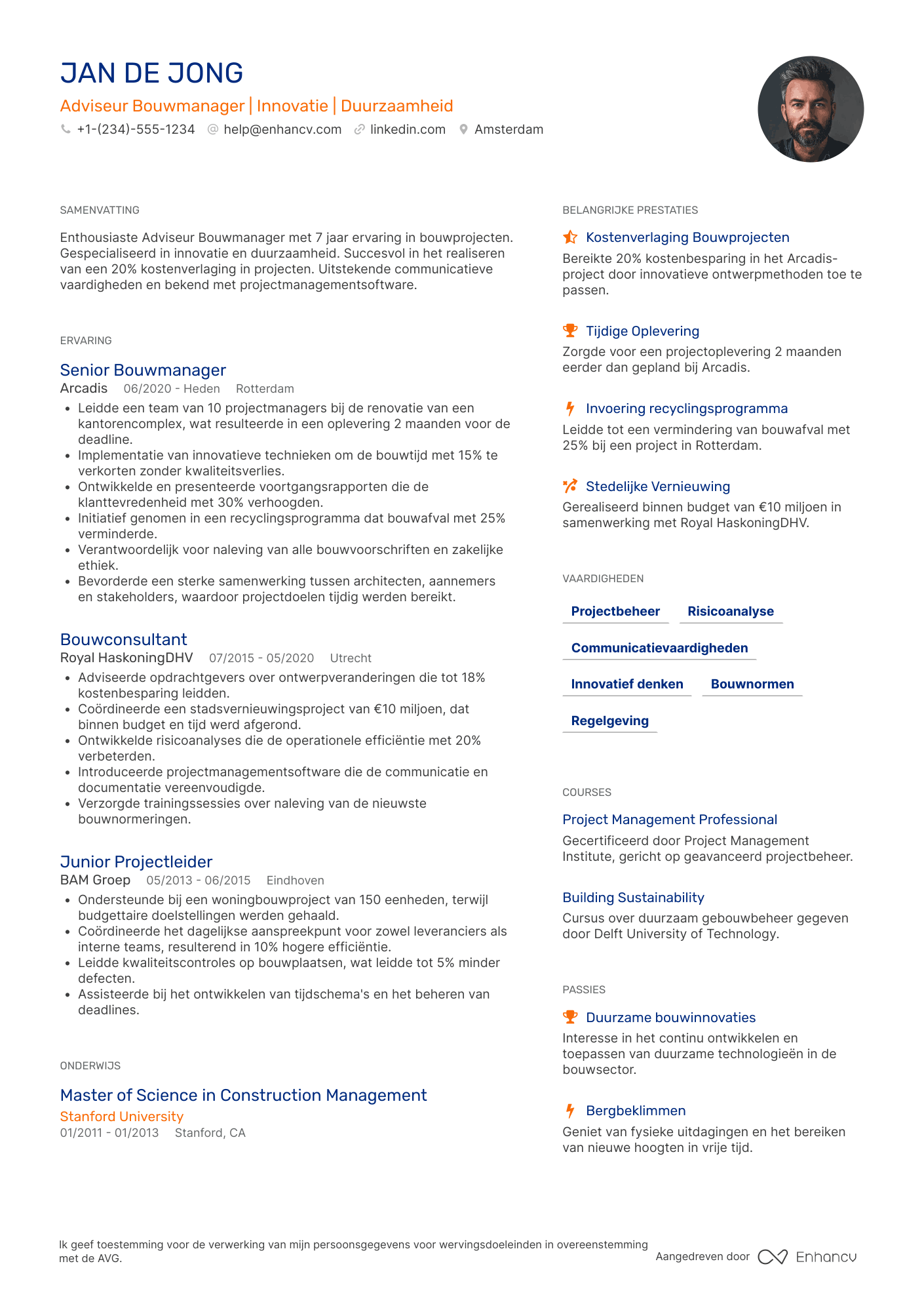 CV voor Adviseur Bouwmanager
