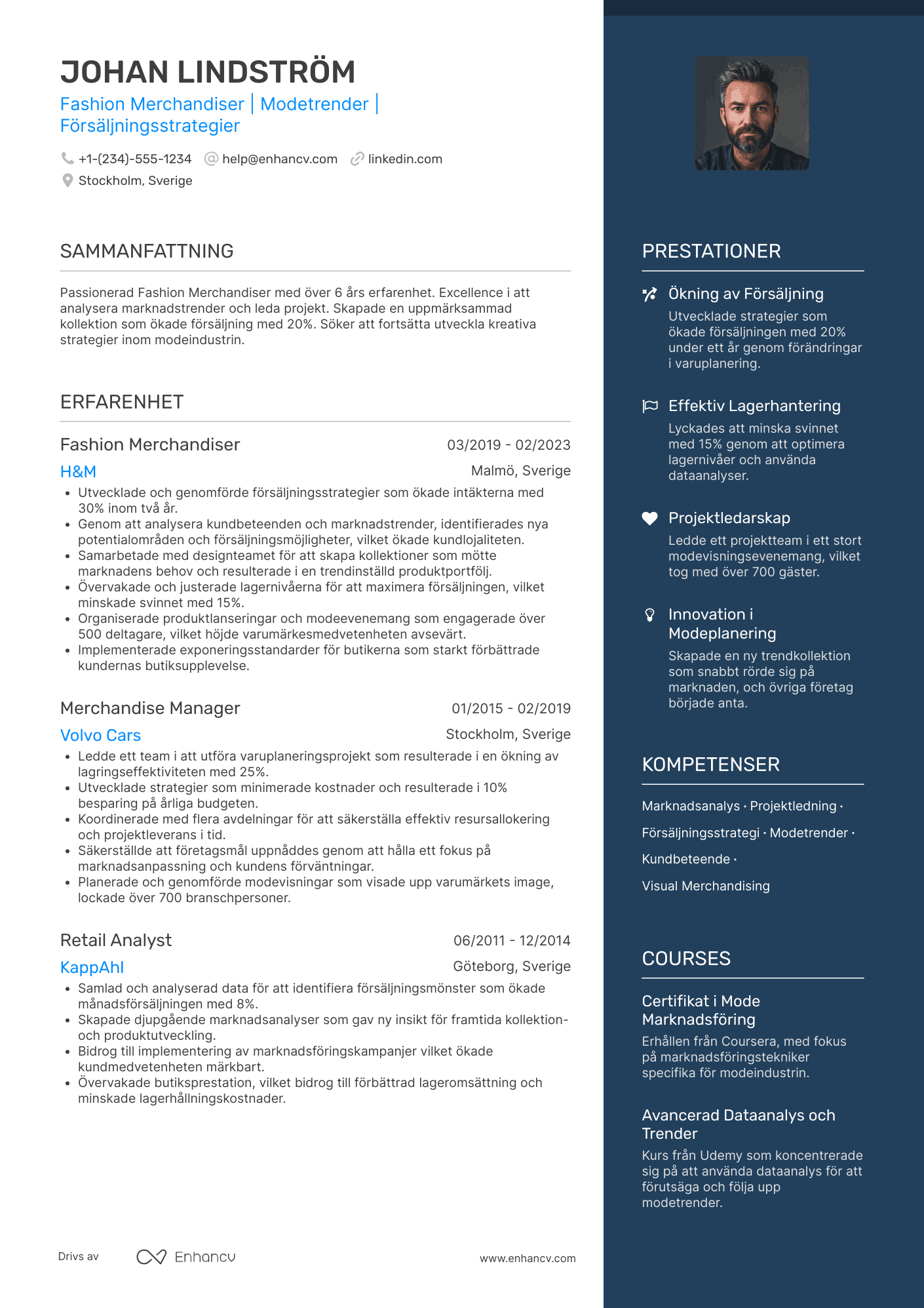 CV för Fashion Merchandiser
