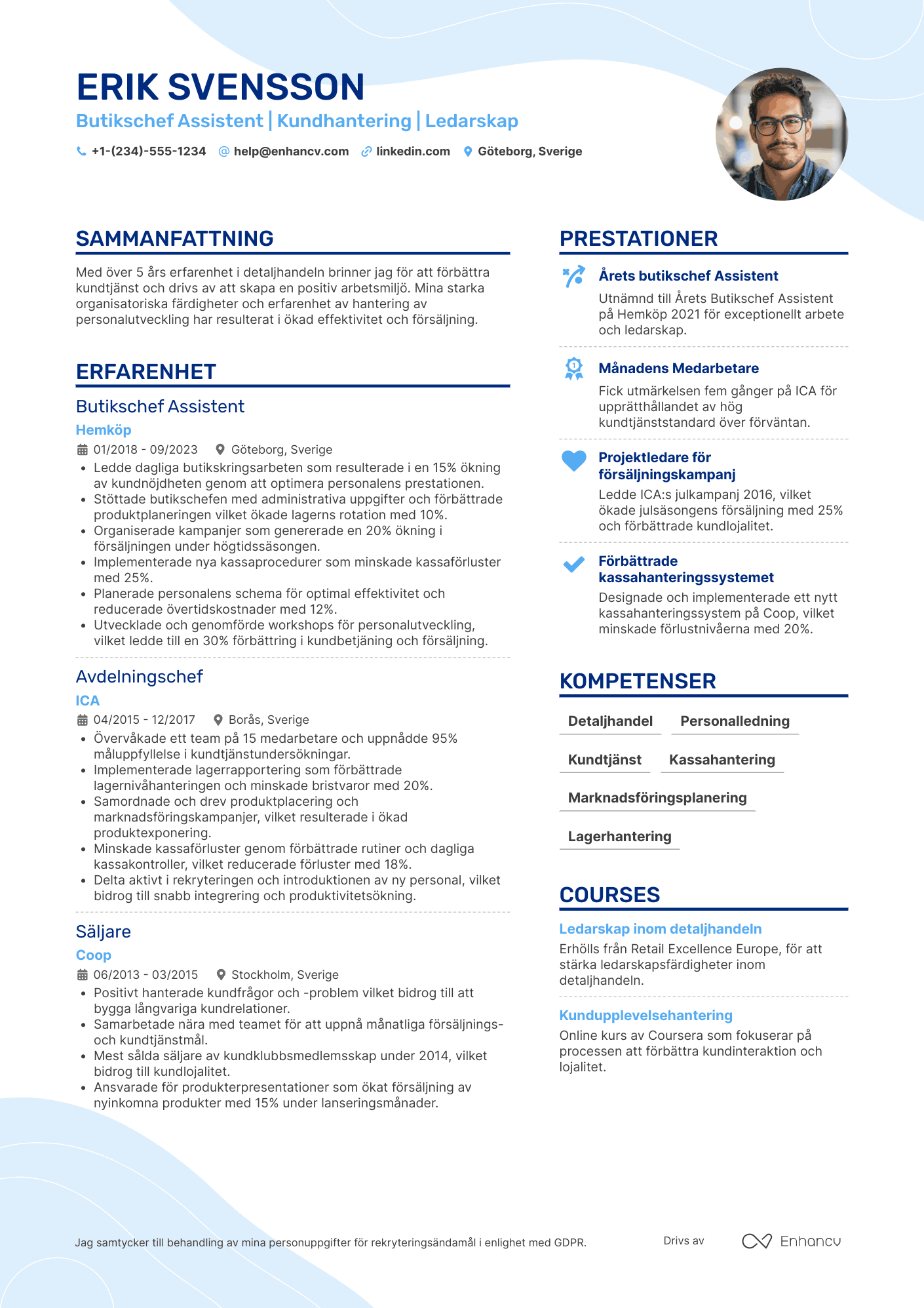 CV för Butikschef Assistent