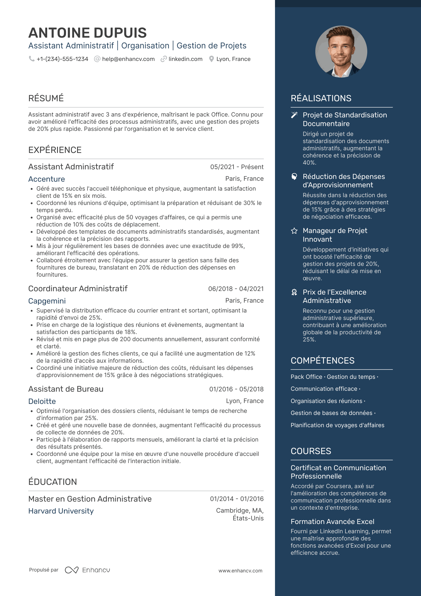 Exemple de CV pour un assistant administratif