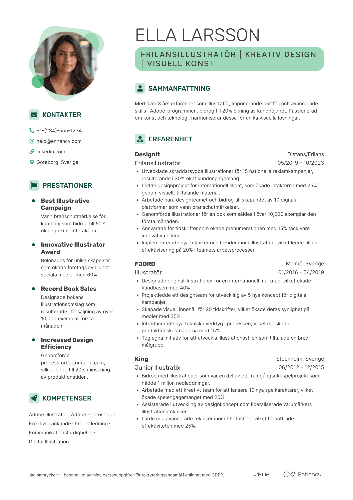 CV för Erfaren Frilans Illustratör