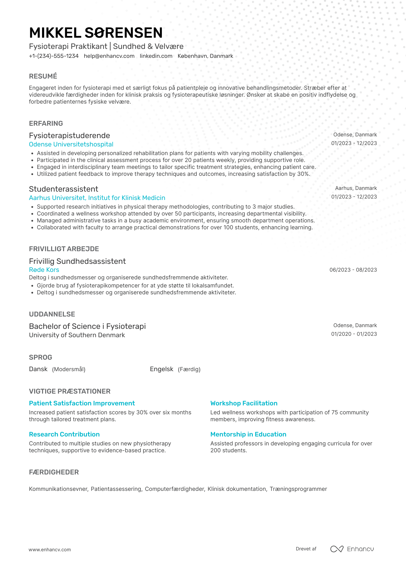 CV til Praktikant i fysioterapi