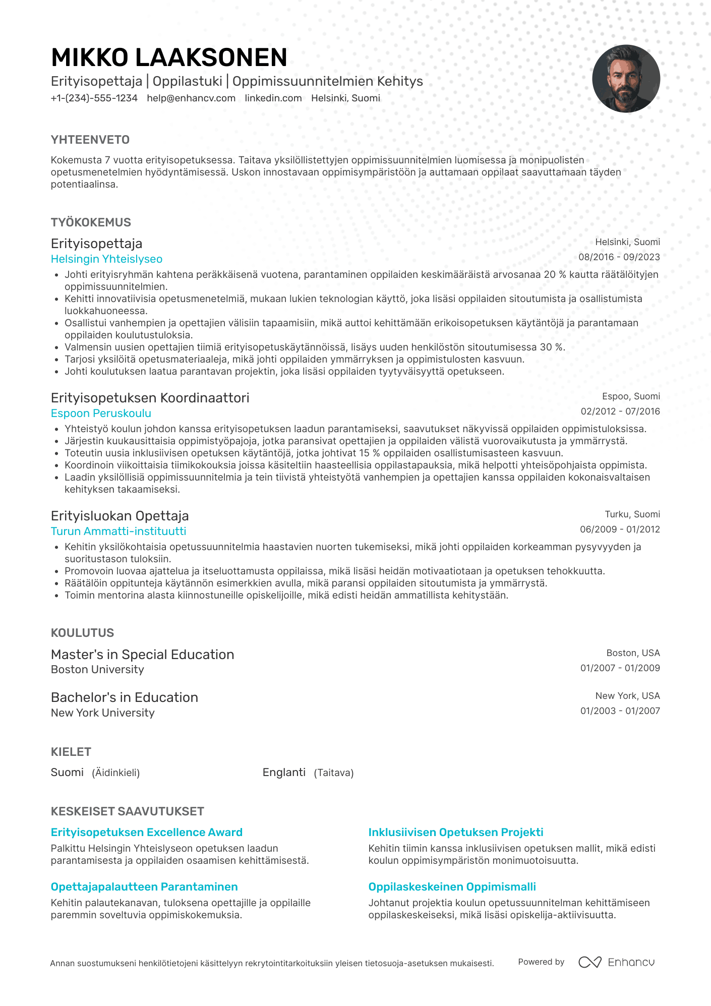 Klassinen CV pohja
