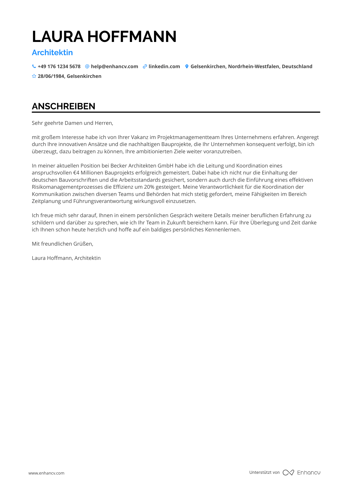 Architekt mit Projektmanagementerfahrung