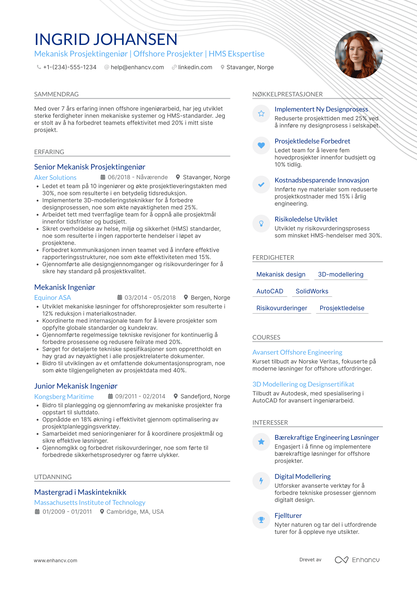 CV for Mekanisk Prosjektingeniør   Offshore