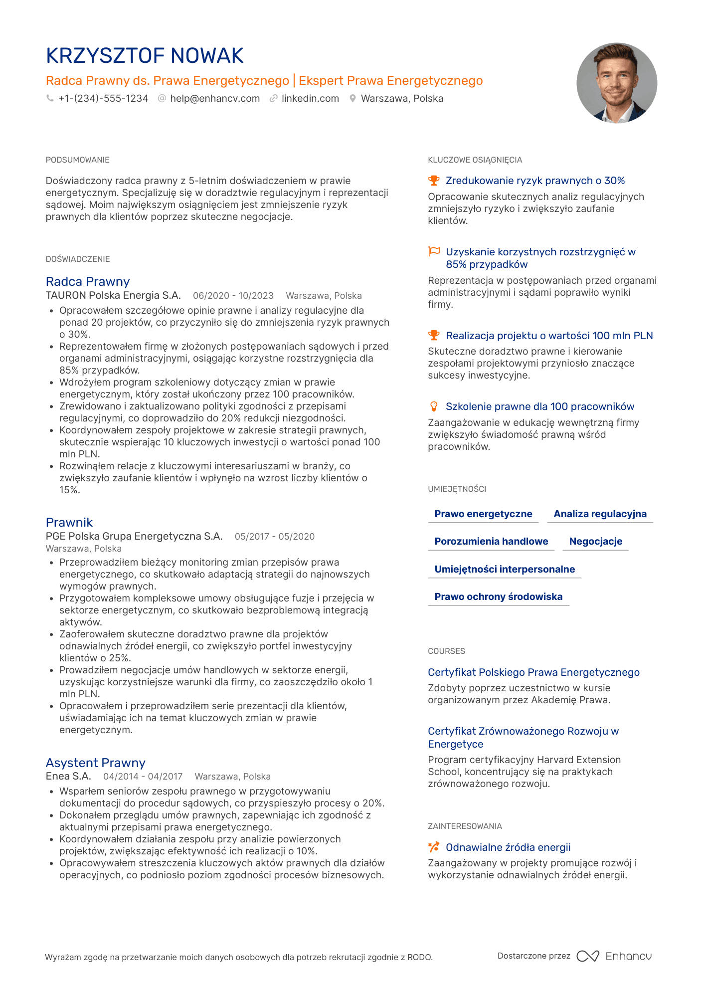 CV dla Prawnik ds. Prawa Energetycznego