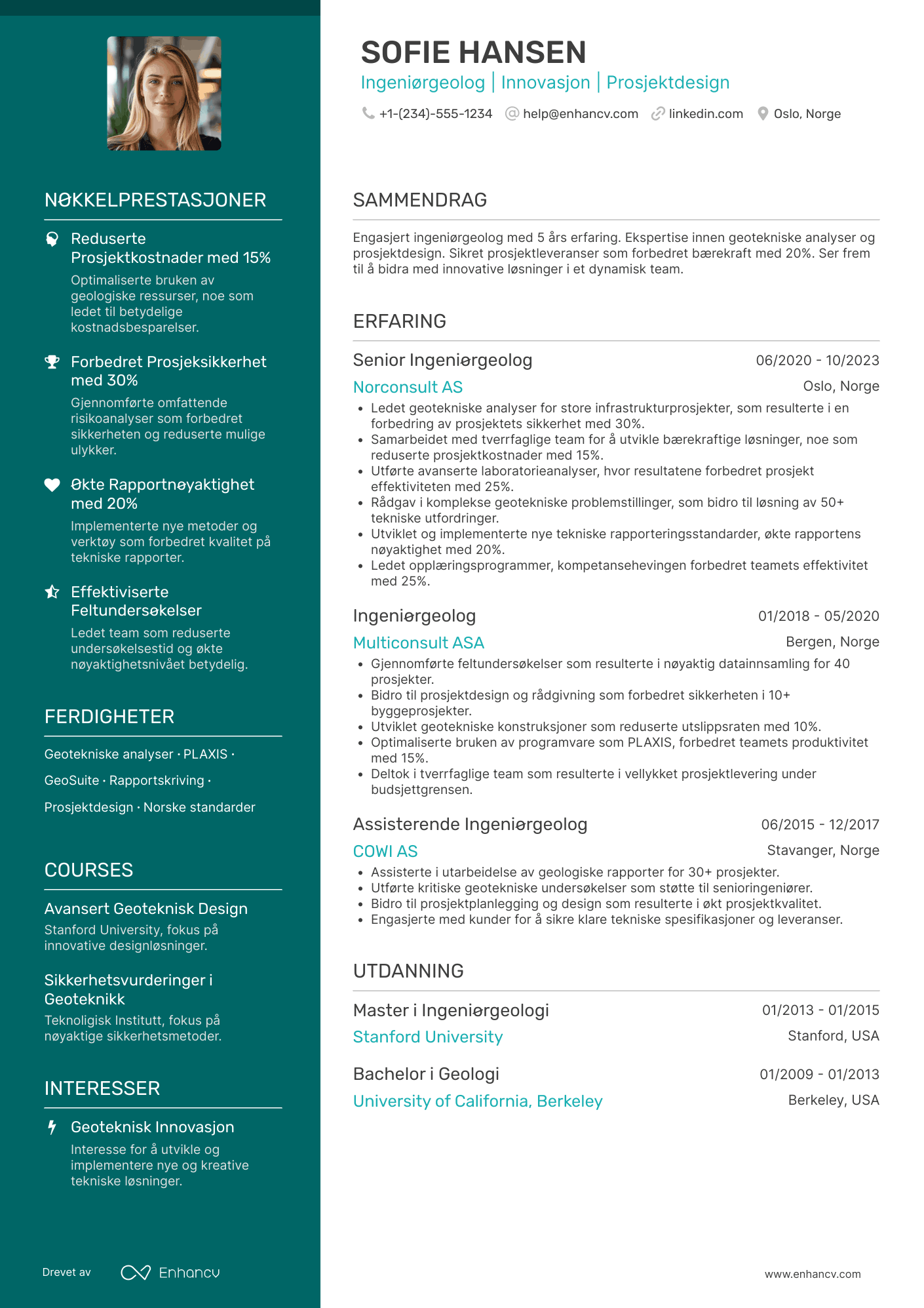 CV for Ingeniørgeolog