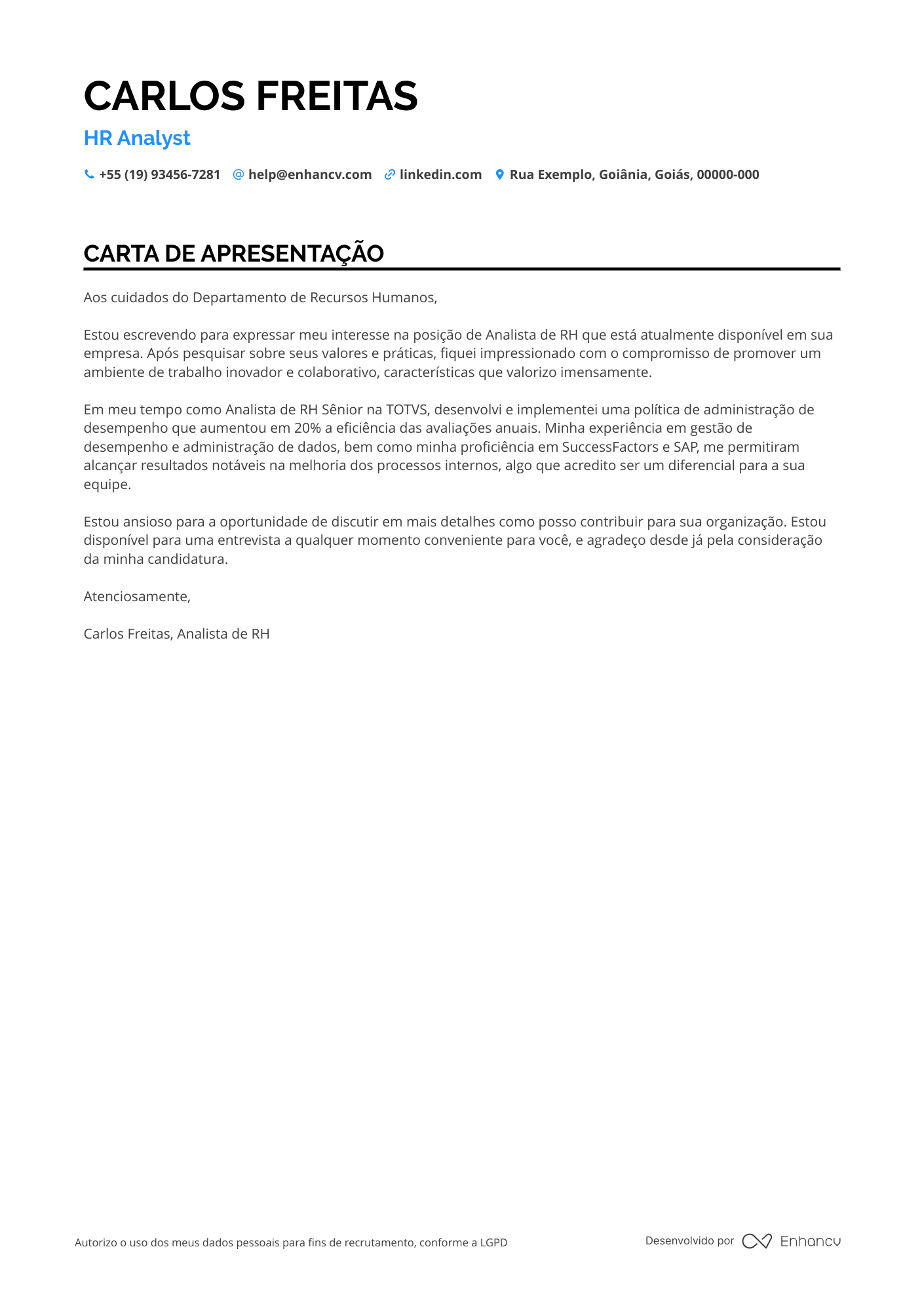 Analista de RH em Tecnologia da Informação
