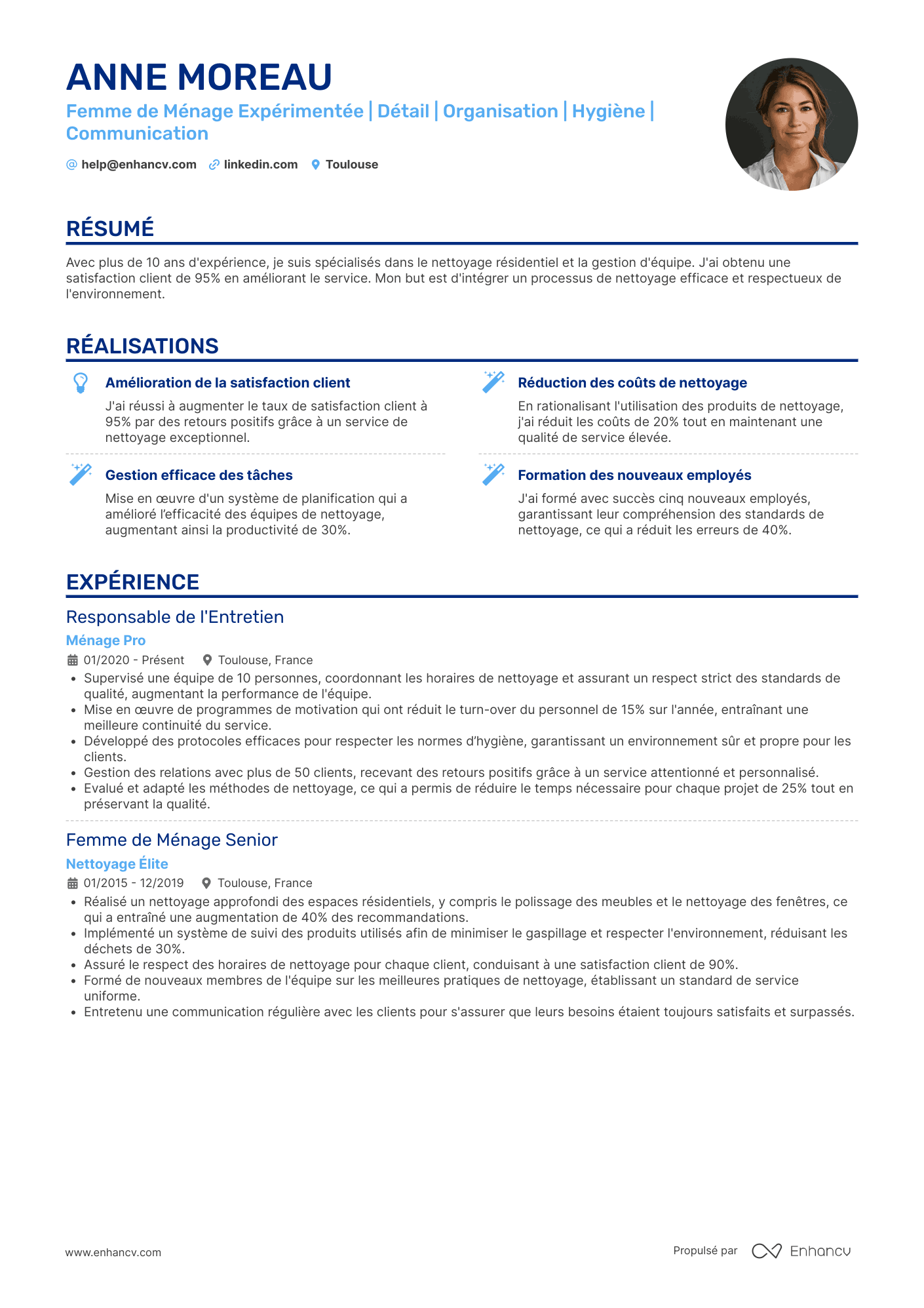 Femme de ménage expérimentée (+5ans)