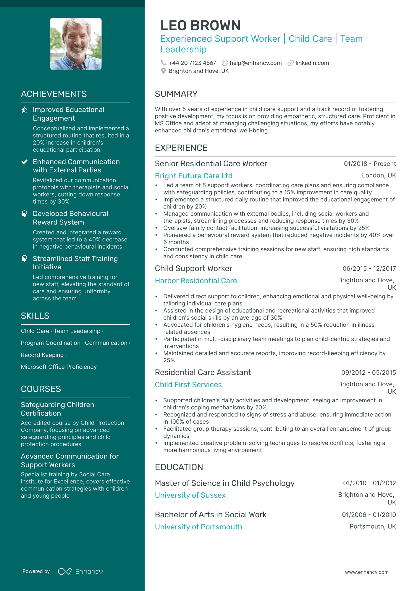 personal statement cv for support worker