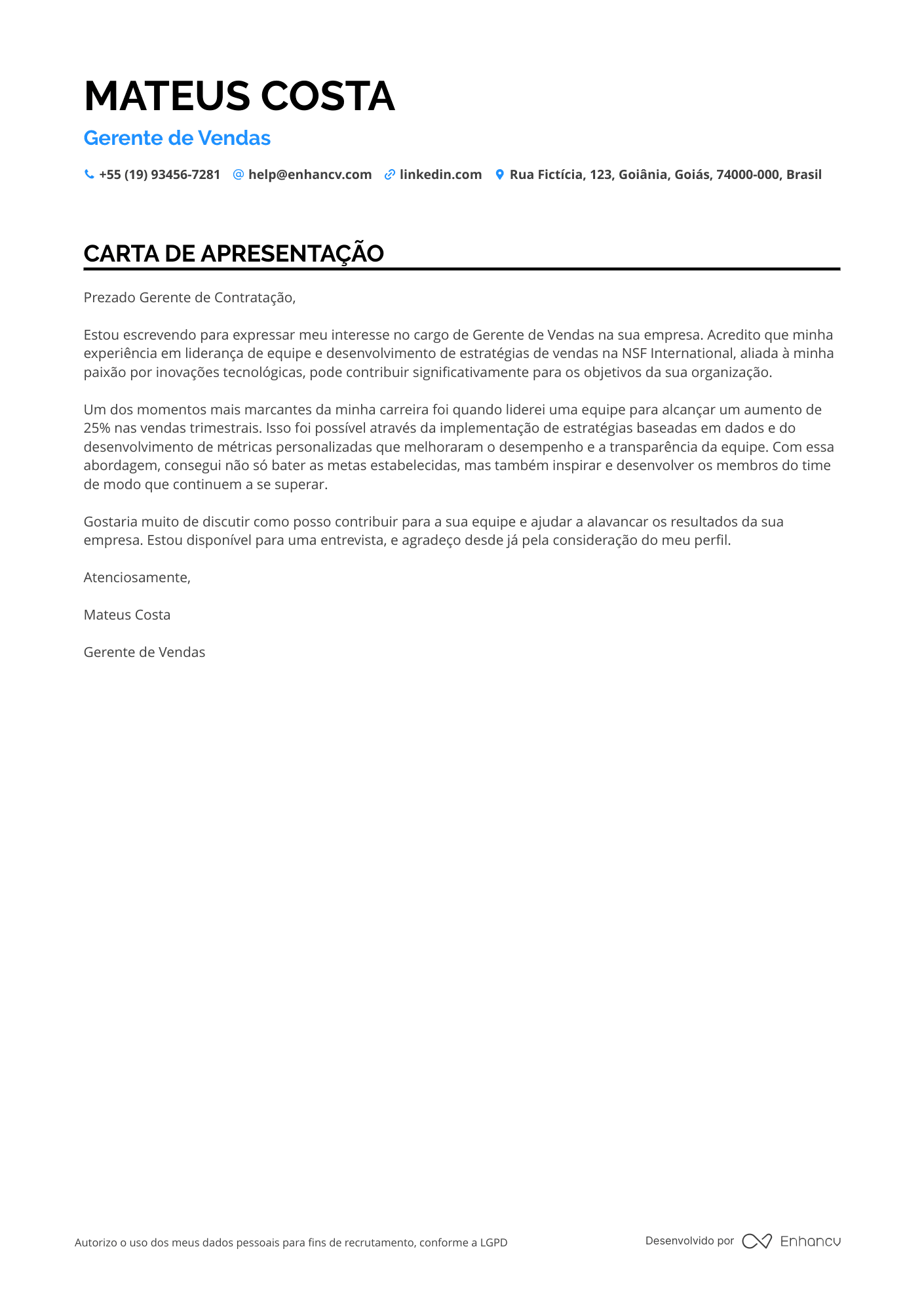 Gerente de Vendas Internacionais