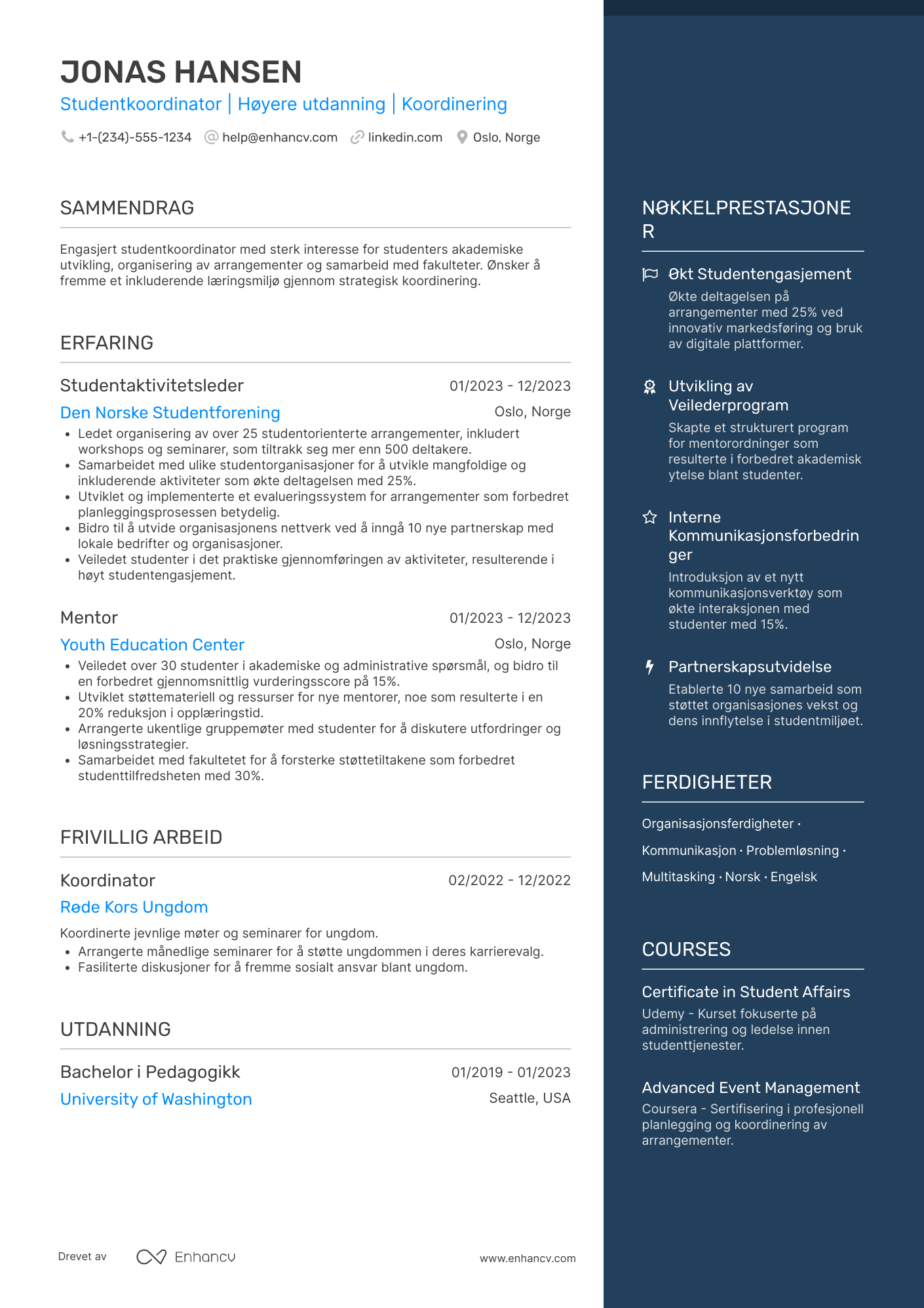 CV for Studentkoordinator