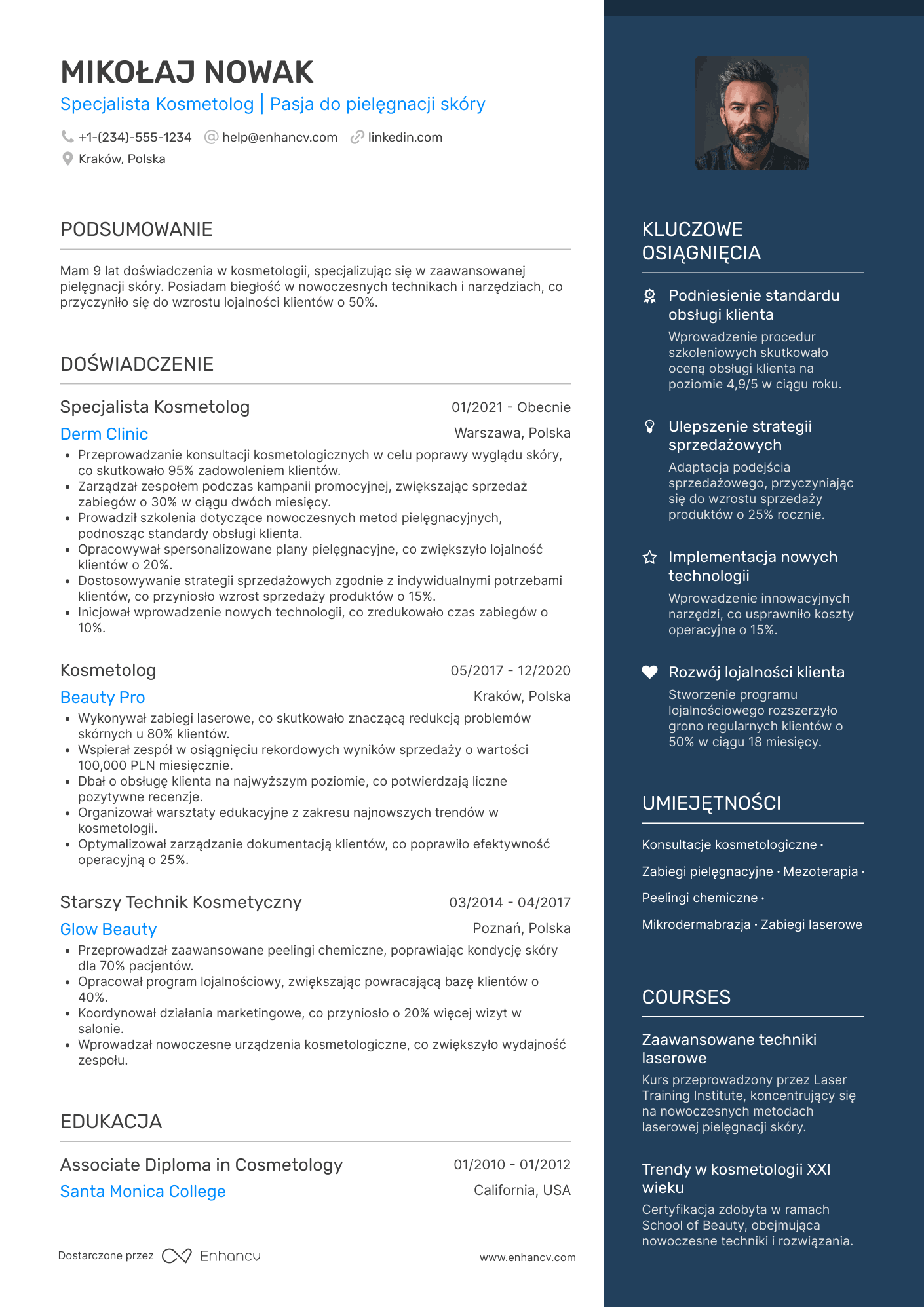 CV dla Specjalista Kosmetolog