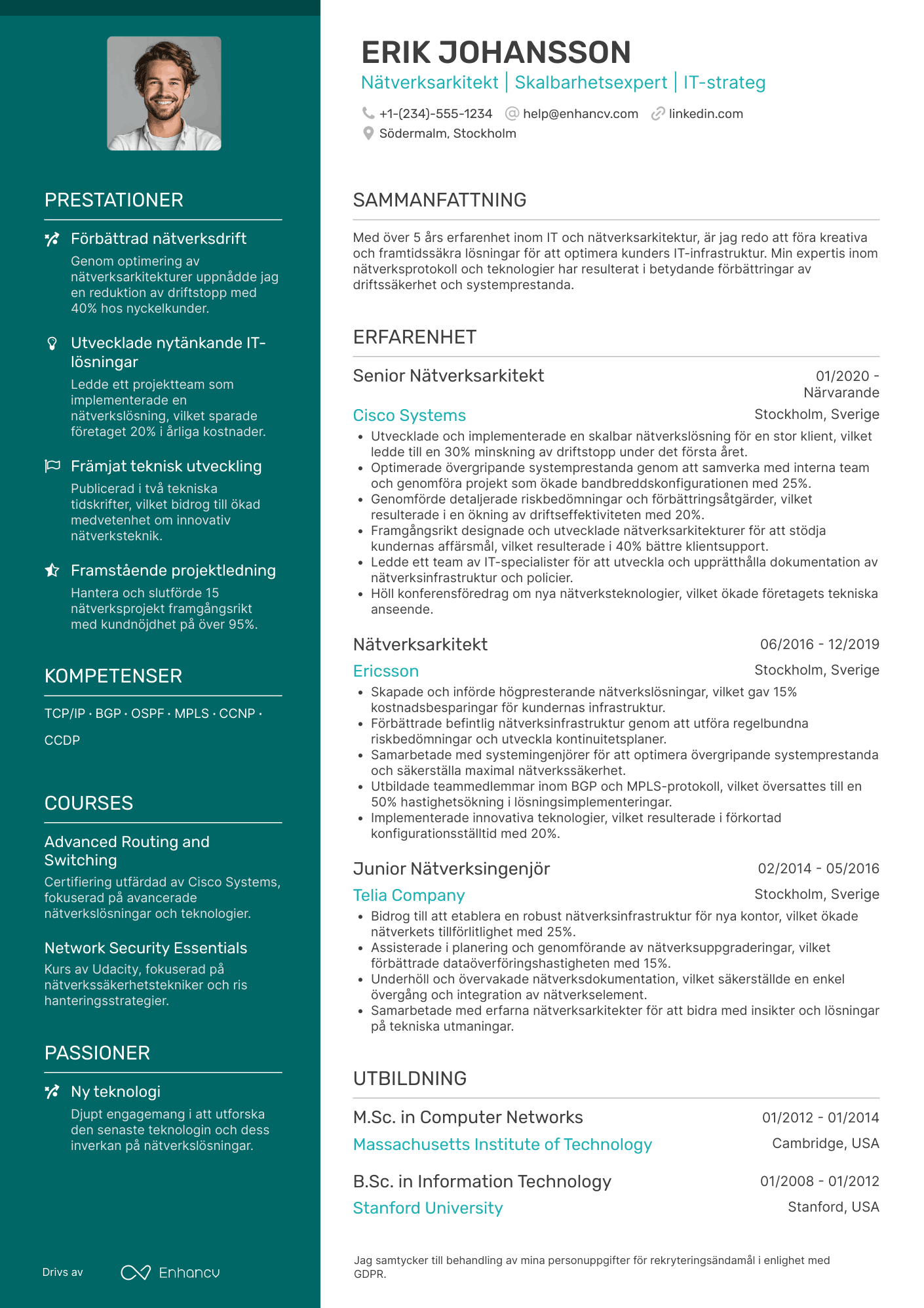 CV för Nätverksarkitekt
