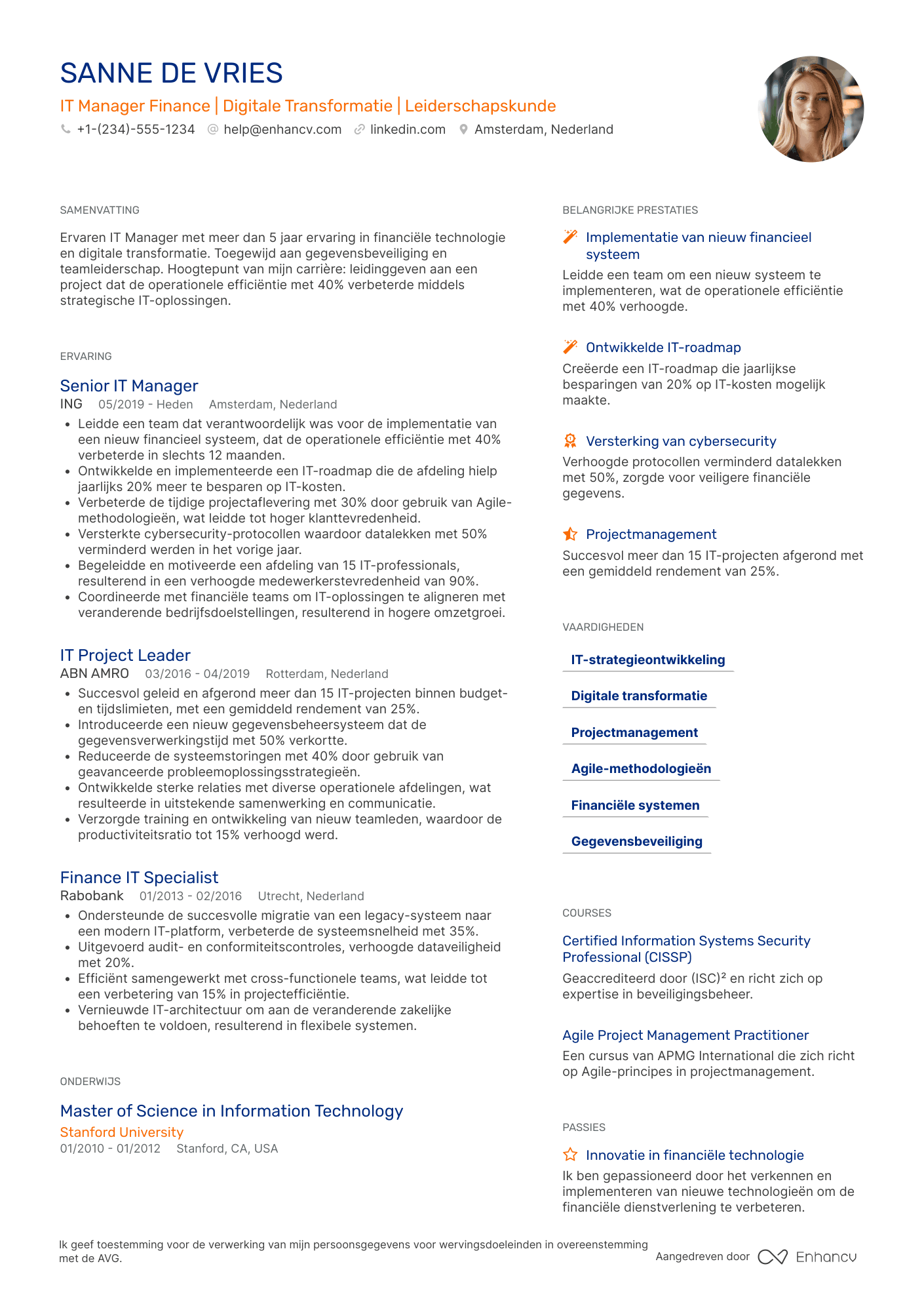 CV voor IT Manager Finance