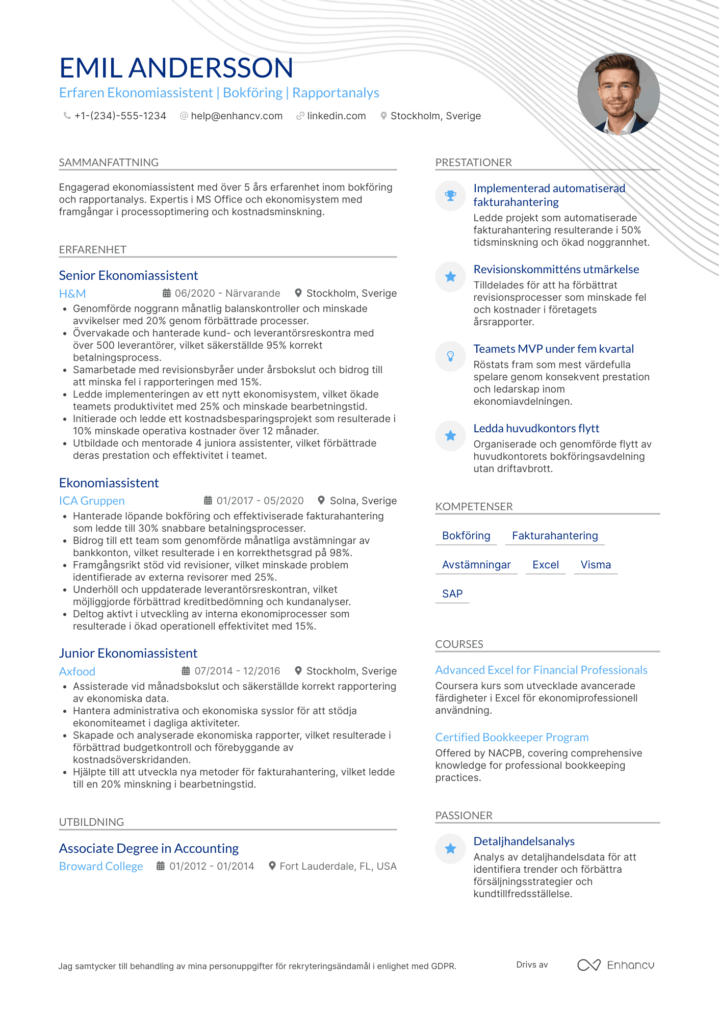CV för Ekonomiassistent inom Retail