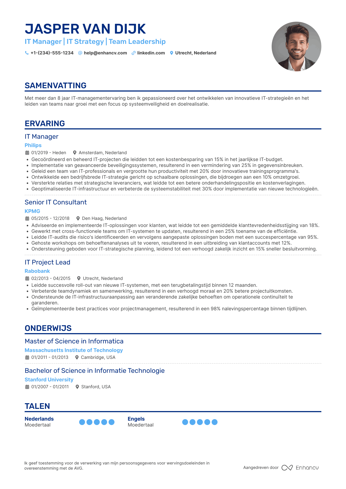 Enkele kolom CV template