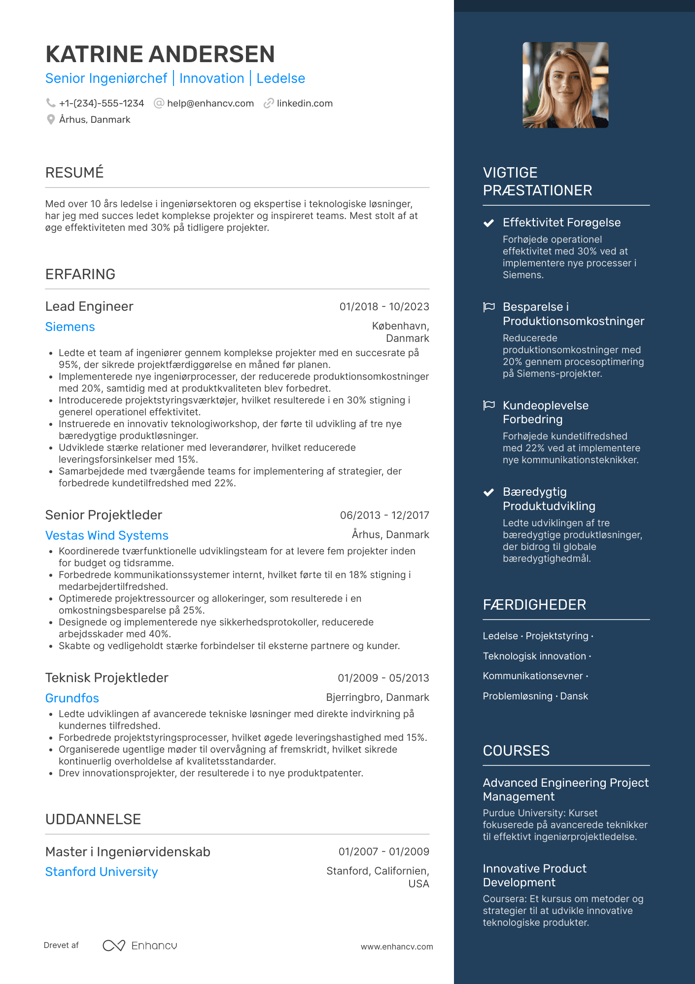 CV til Senior ingeniørchef