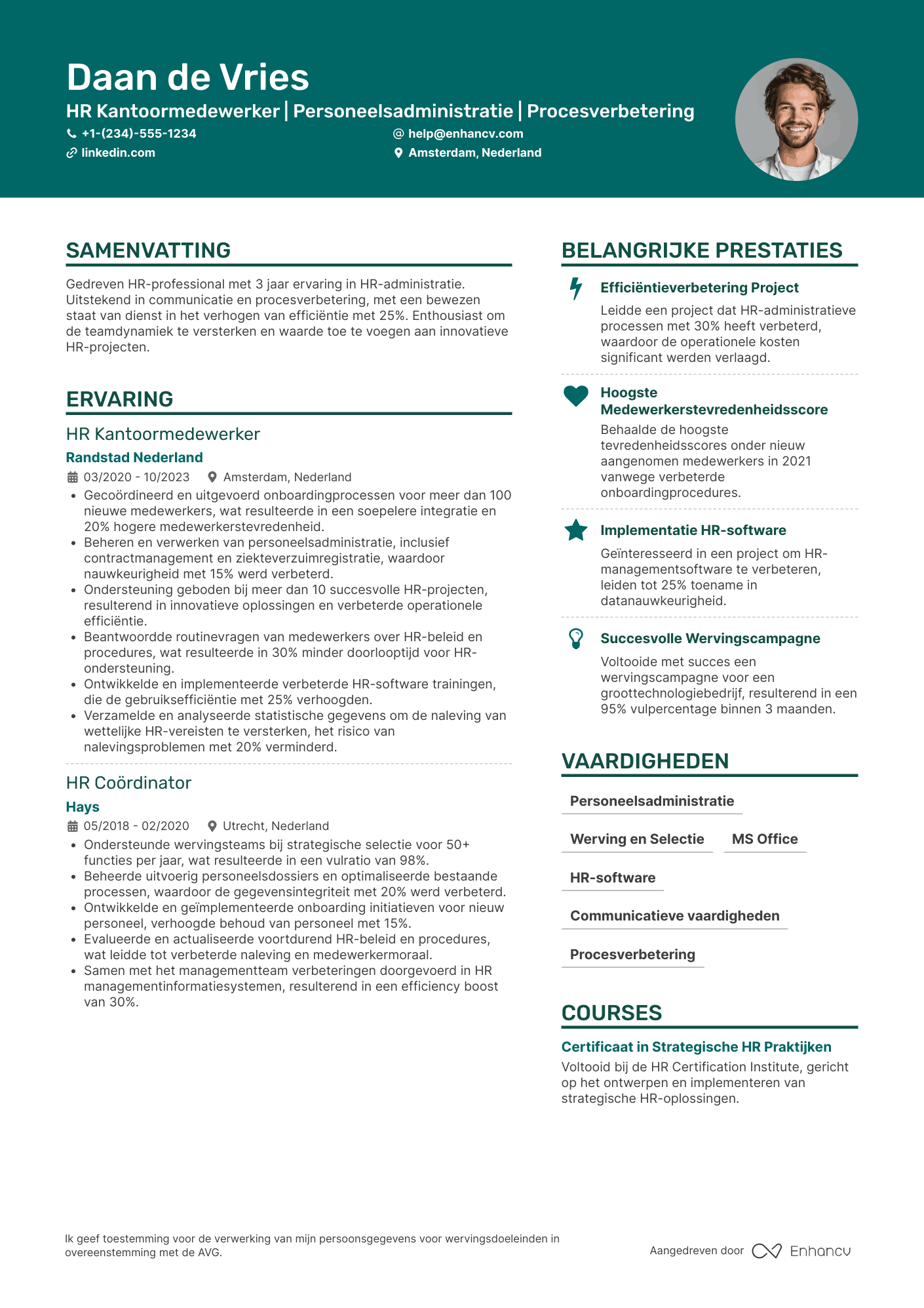 CV voor HR Kantoormedewerker