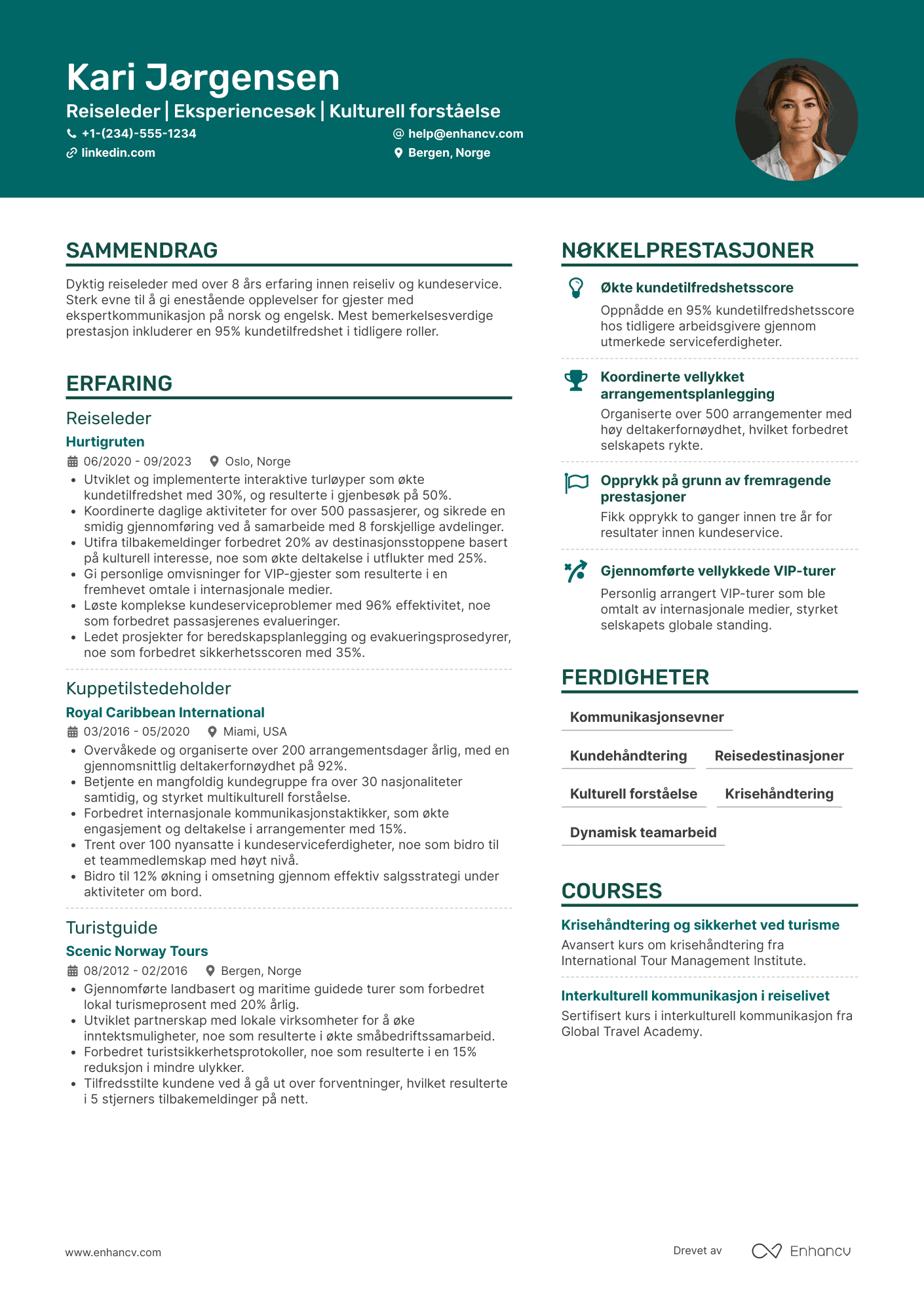 CV for Reiseleder på cruiseskip