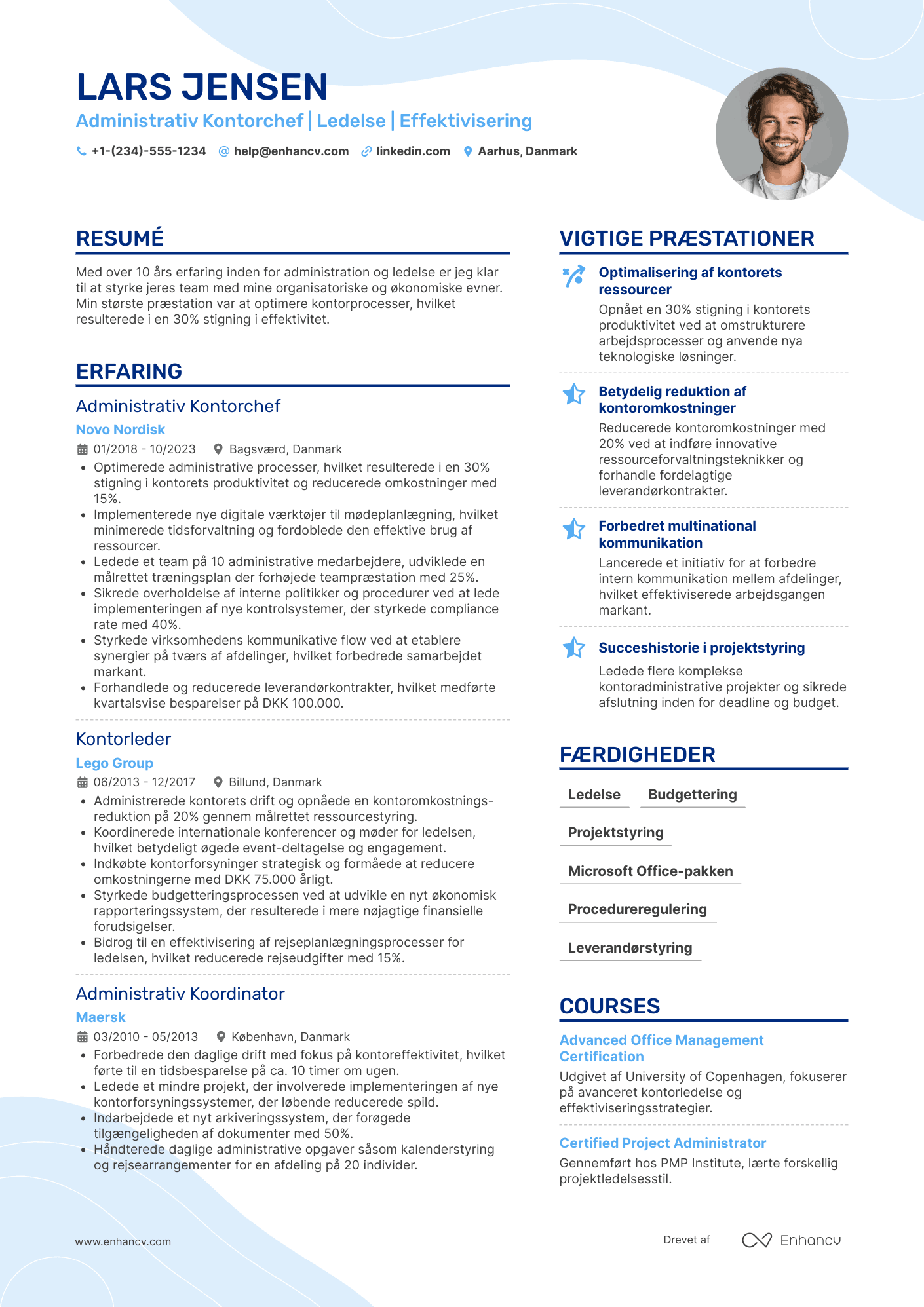 CV til Administrativ kontorchef