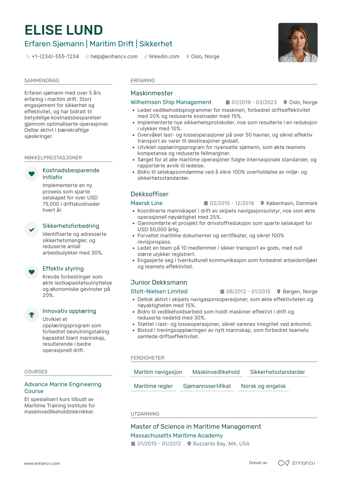 CV for Sjømann Handelsflåte