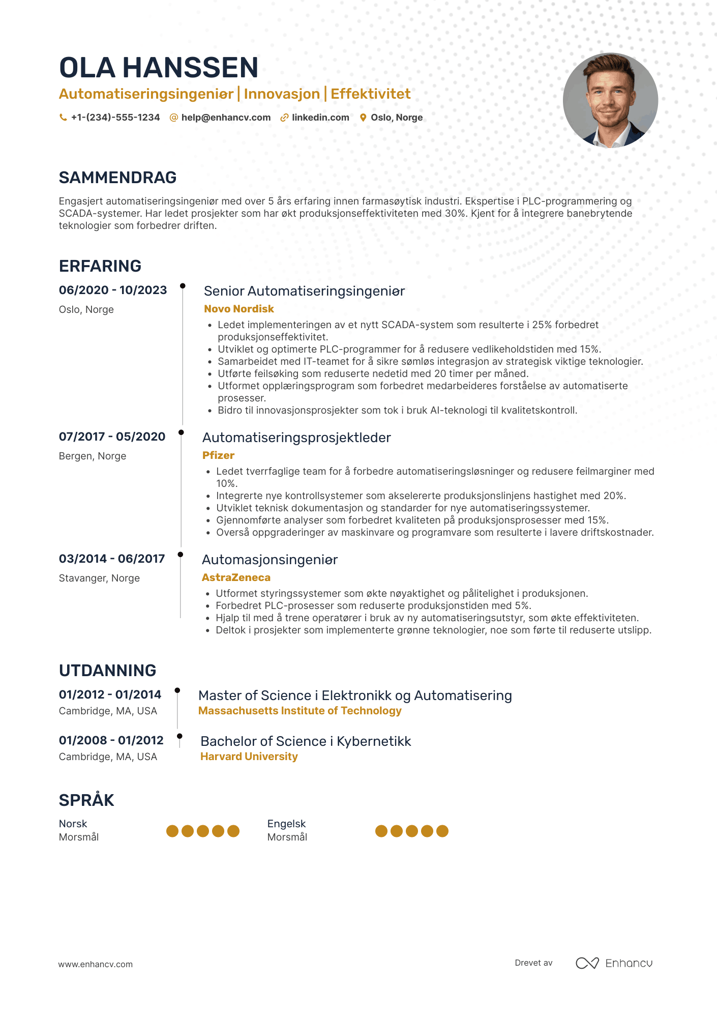 CV for Automatiseringsingeniør Farmasi
