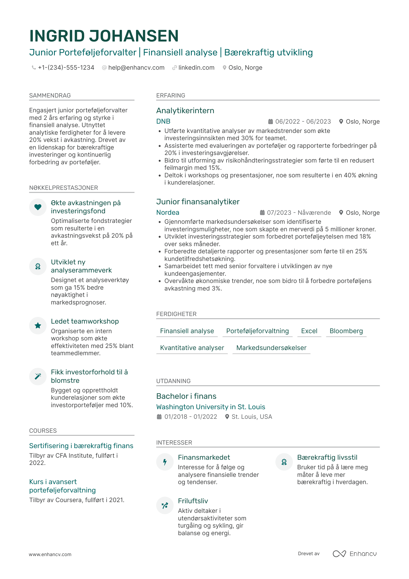 CV for Junior Porteføljeforvalter