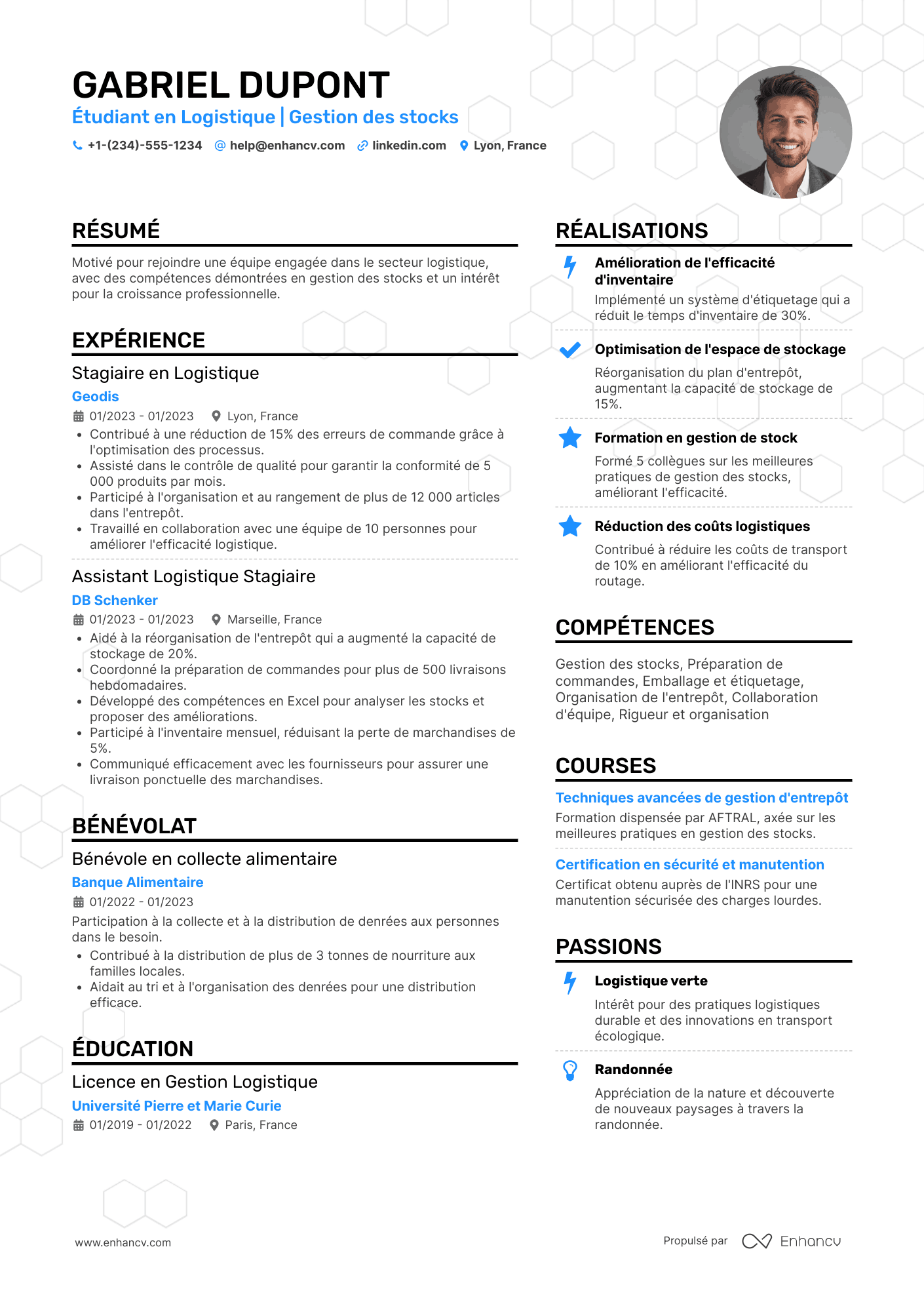 CV de manutentionnaire débutant