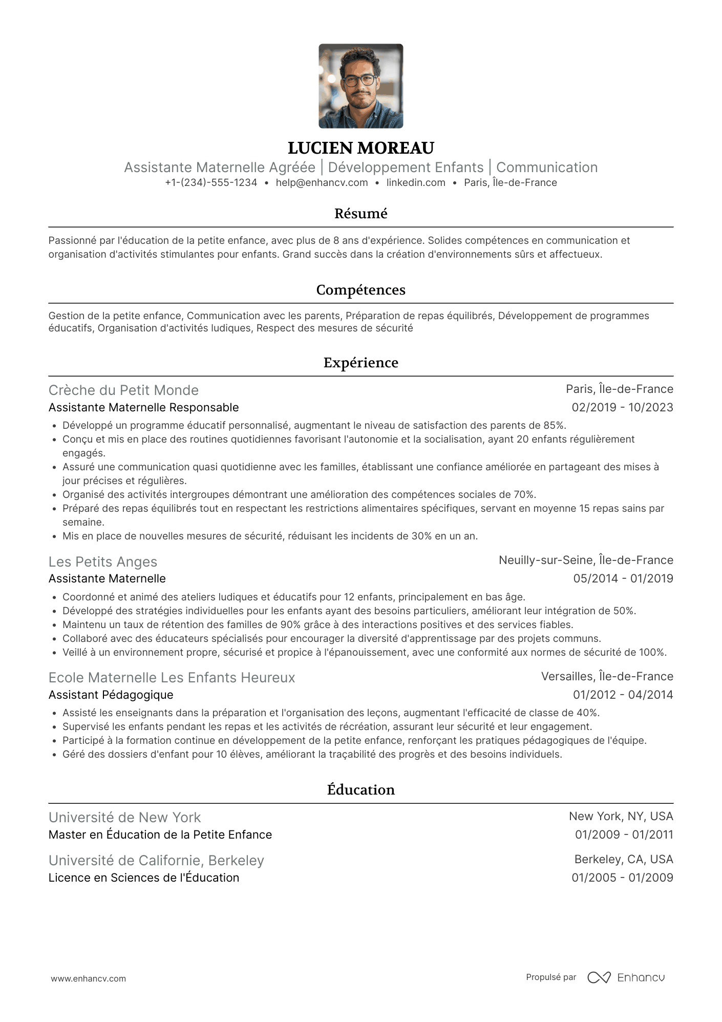 CV d’assistante maternelle agréée