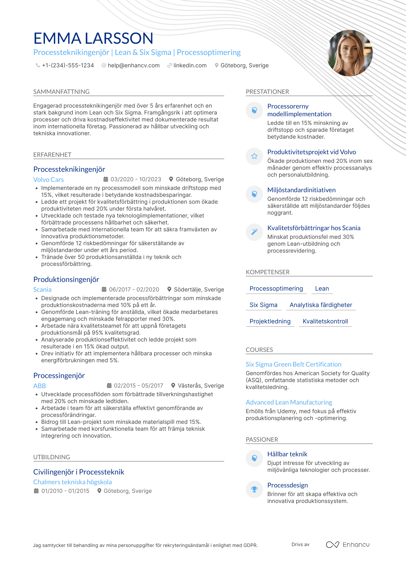 CV för Processteknikingenjör